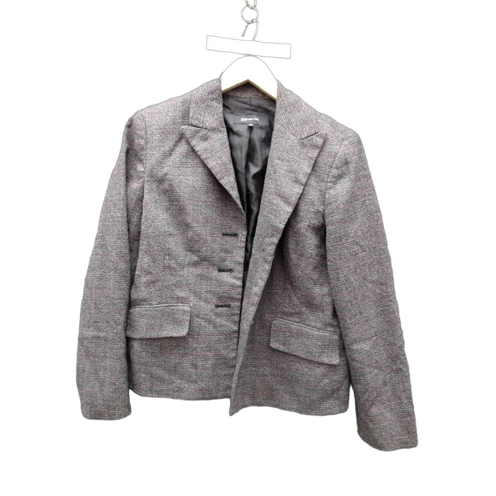 Jones New York VINTAGE Jones New York Blazer Women's 16P Petite 3 Button Pocket Office Career Work Plaid Gray Size M / US 6-8 / IT 42-44 - 1 Thumbnail