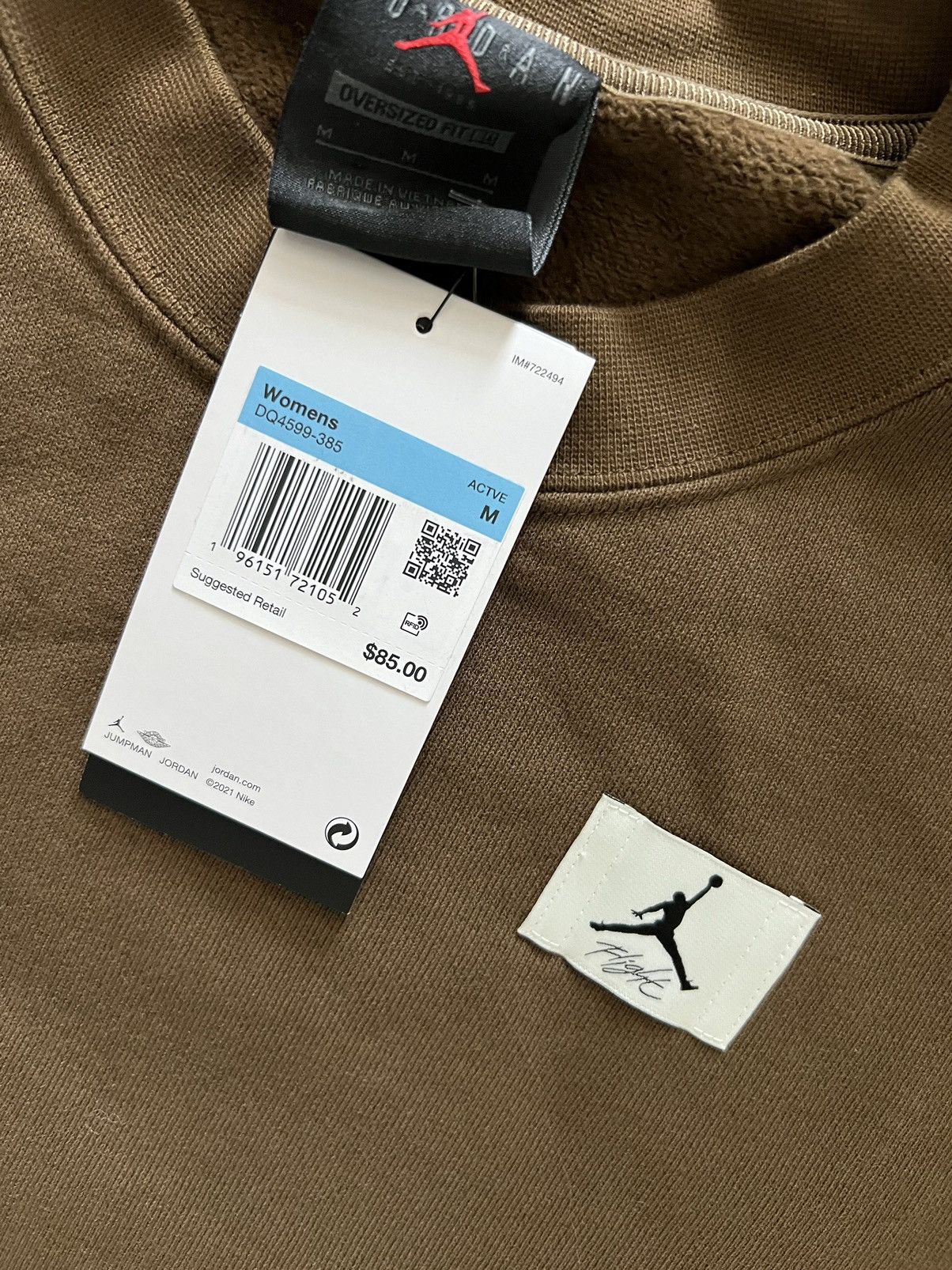 Jordan Brand Nike Air Jordan Flight Women's Fleece Crewneck Sweater Size M / US 6-8 / IT 42-44 - 2 Thumbnail