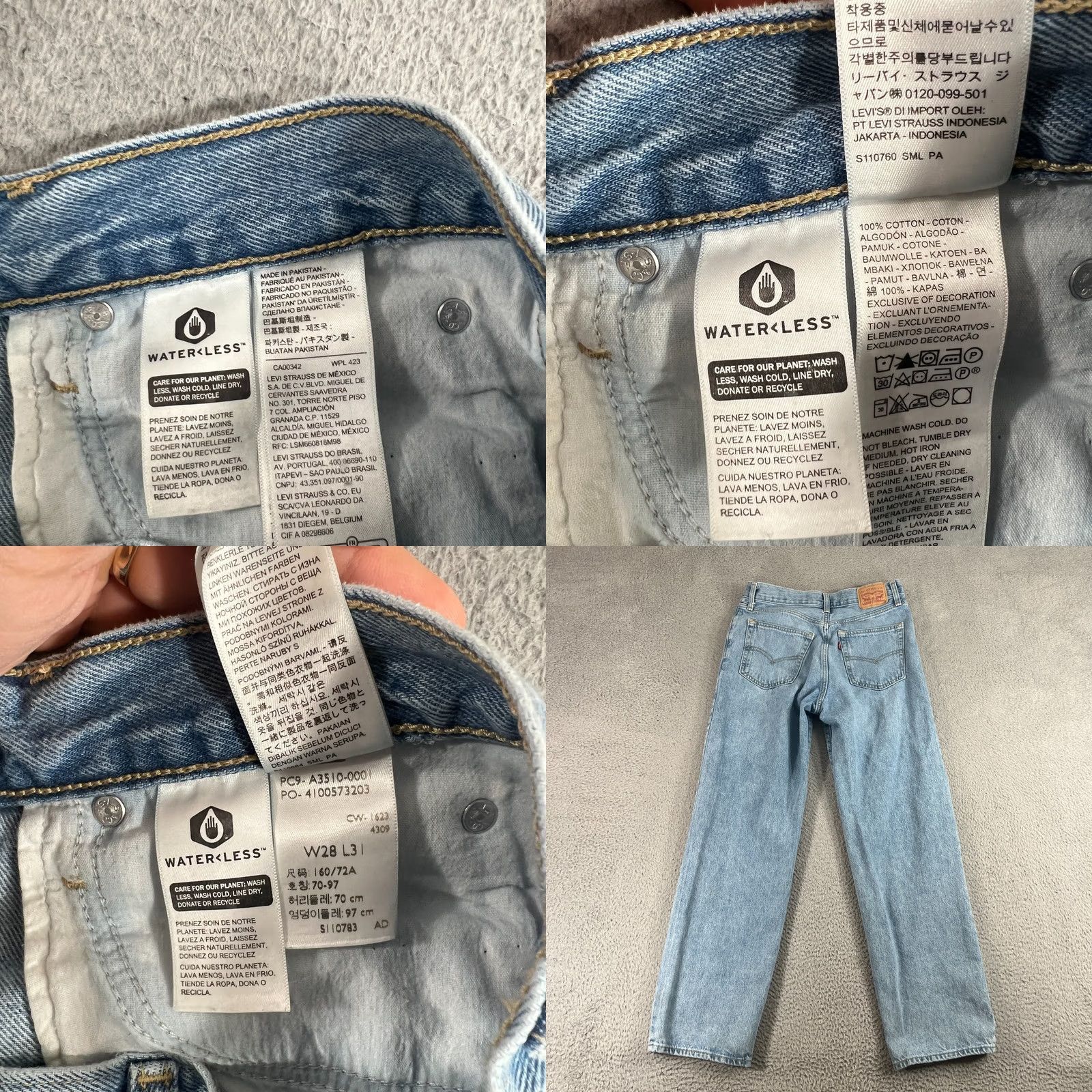 Levi's Levis 94 Baggy Jeans 28 Light Wash 90s Y2K Streetwear Womens Size 28" / US 6 / IT 42 - 9 Thumbnail
