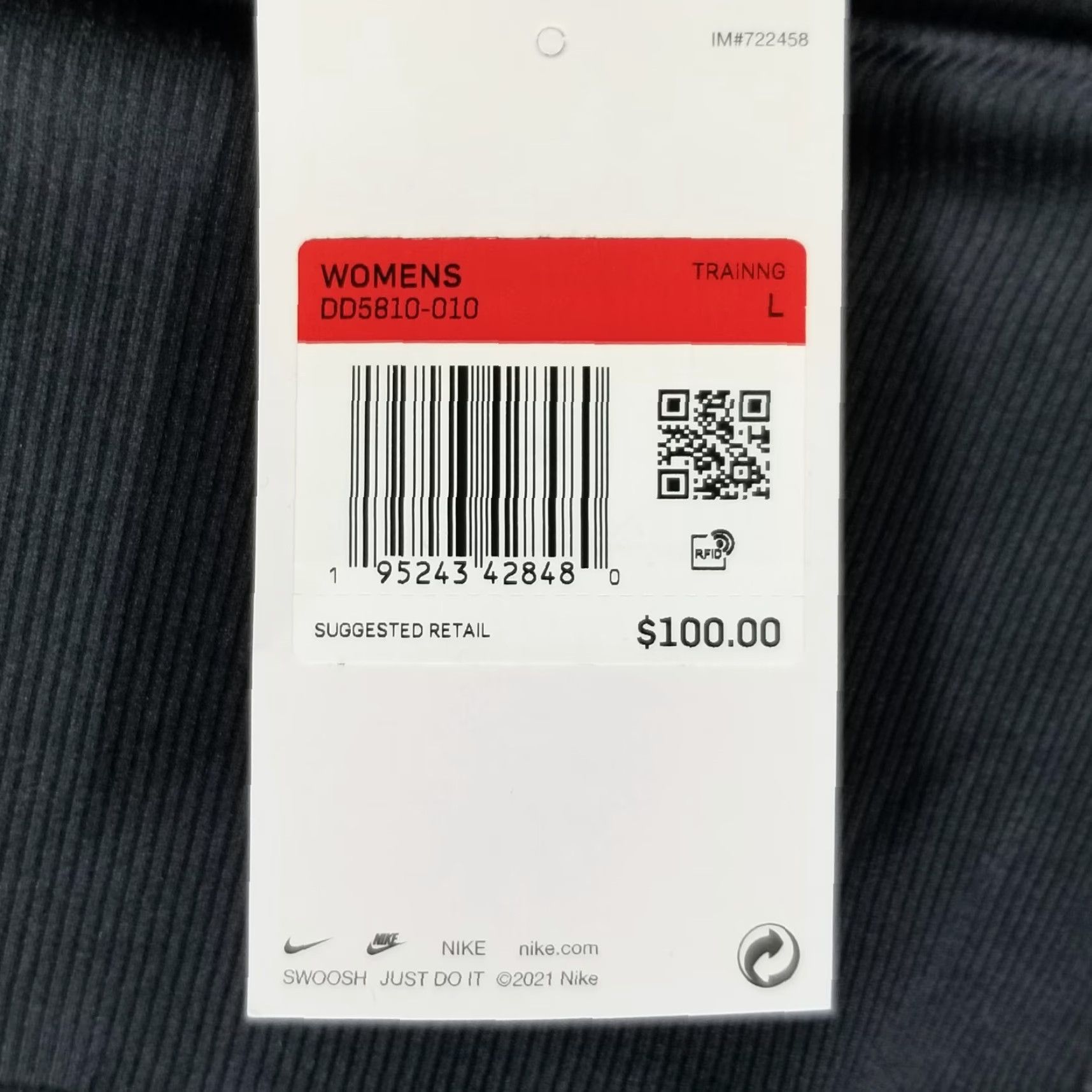 Nike Women's L Black High Waist 7/8 Yoga Leggings Compression Pockets Activewear