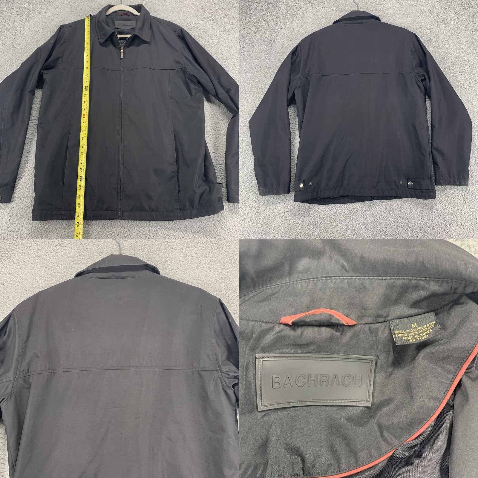 Vintage Bachrach Jacket Mens Medium Black Lightweight Full Zip Polyester Coat Size US M / EU 48-50 / 2 - 8 Thumbnail