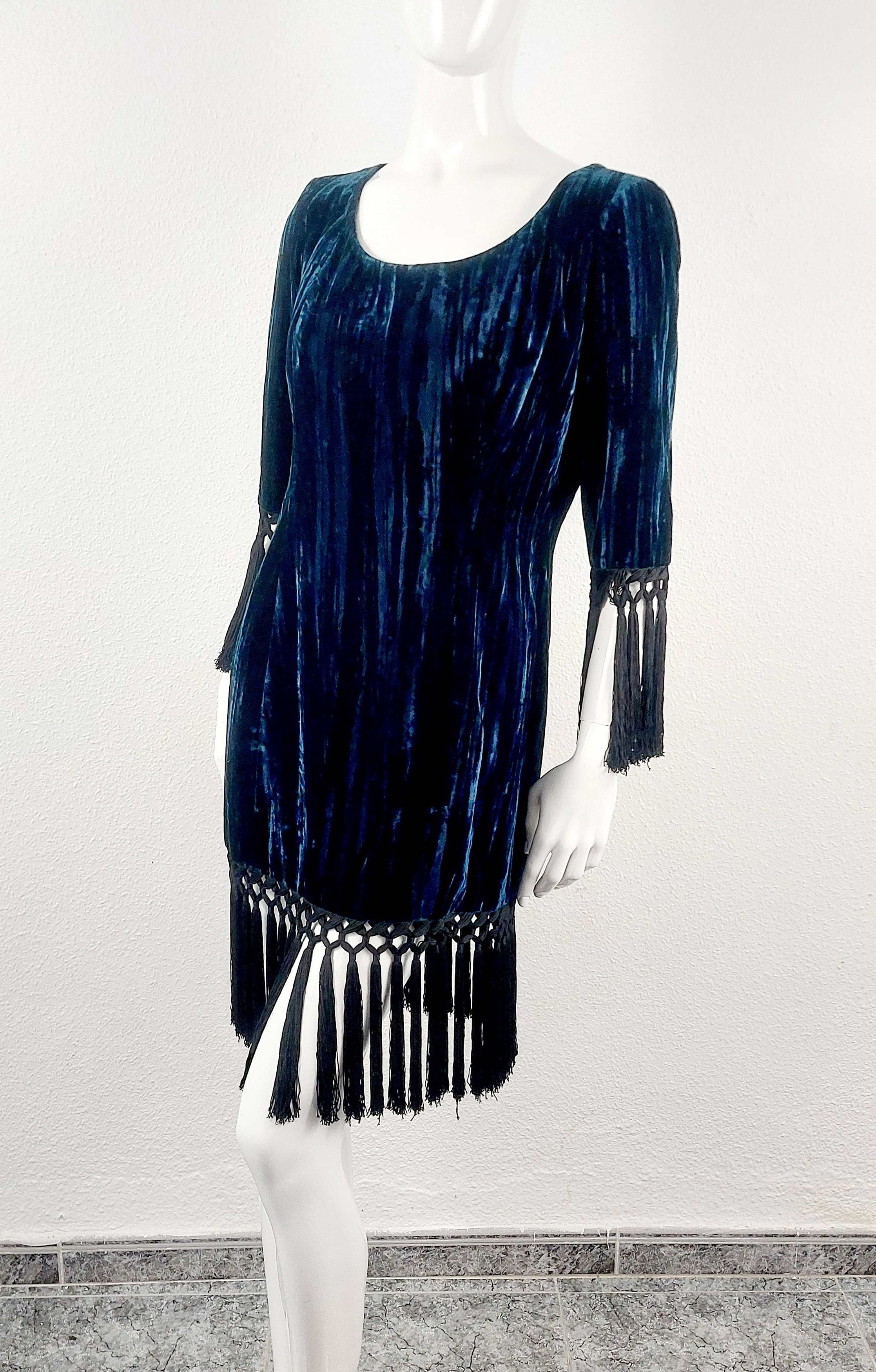 Yves Saint Laurent 1998 Runway Yves Saint Laurent Rive Gauche Finge Dress Size M / US 6-8 / IT 42-44 - 13 Thumbnail
