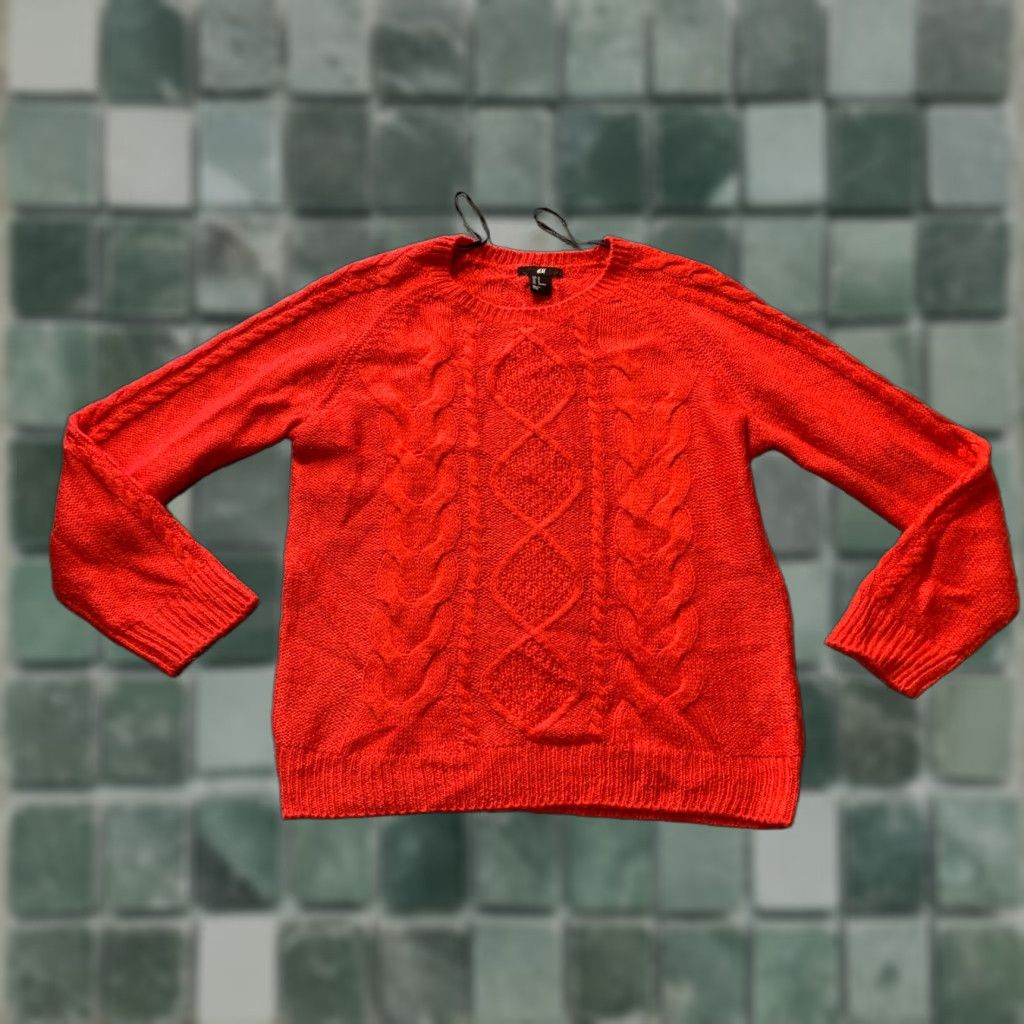 Asics H & M Sweater Womens Red Knit Medium M Knit Sweater Cardigan Crew Neck Solid Red Casual Womens M Size M / US 6-8 / IT 42-44 - 1 Thumbnail