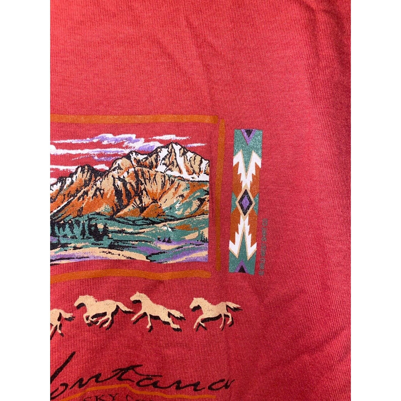 Jerzees Vintage Montana Big Sky Country Shirt Red Tee 90s VTG Small Size US S / EU 44-46 / 1 - 4 Thumbnail