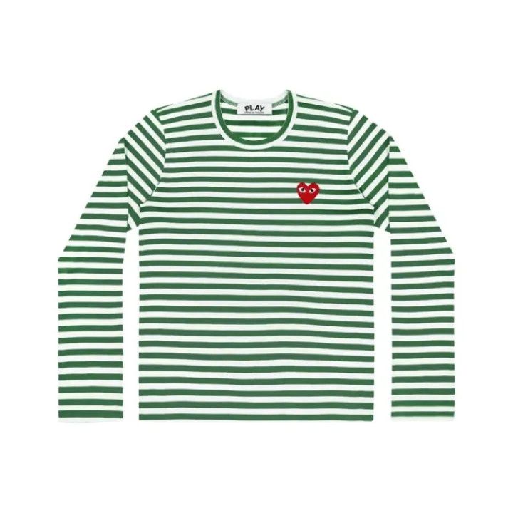 Comme des Garcons Comme des Garçons Play Green Stripe Long Sleeve T-Shirt 0079 Size S / US 4 / IT 40 - 1 Thumbnail