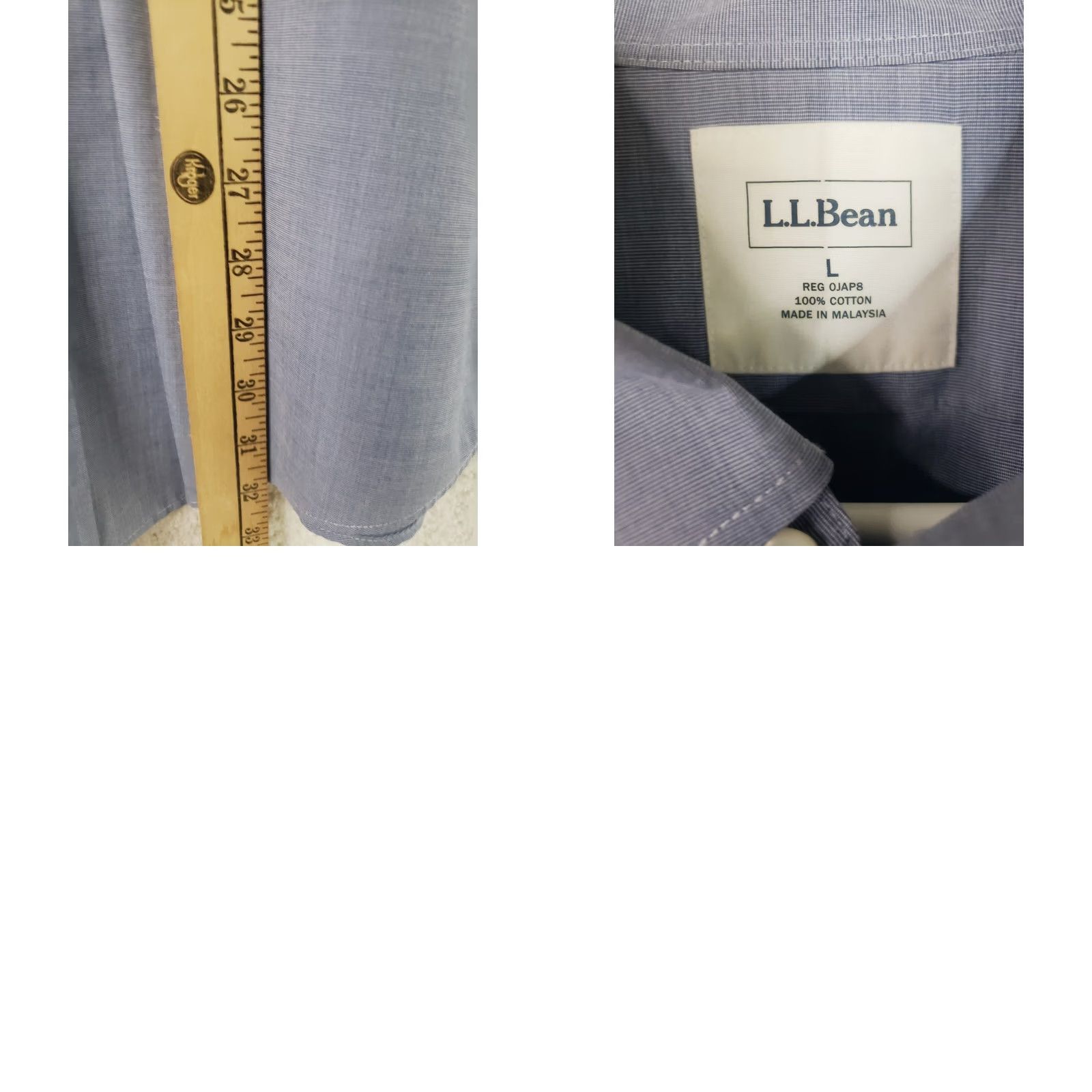 Vintage L.L. Bean Button Down Shirt Casual Short Sleeve Men's L Blue, Regular Fit, Solid, Button Front, Cotton Blend Size US L / EU 52-54 / 3 - 8 Thumbnail