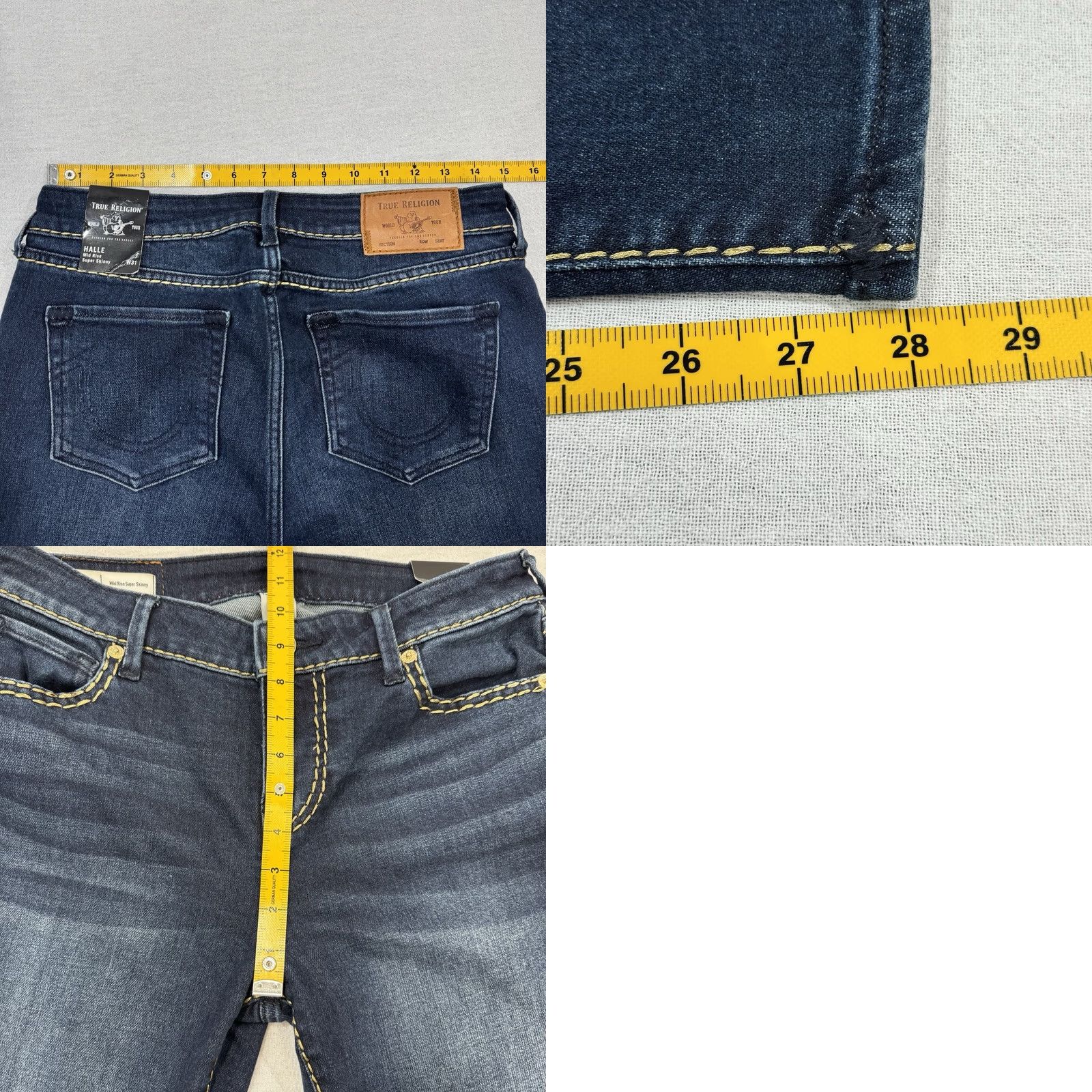 True Religion True Religion Jeans Halle Mid Rise Super Skinny 31 Women Blue Denim Pants 28 In Inseam Logo Button Zipper Bonded 90s? Size 24" / US 00 / IT 34 - 9 Thumbnail