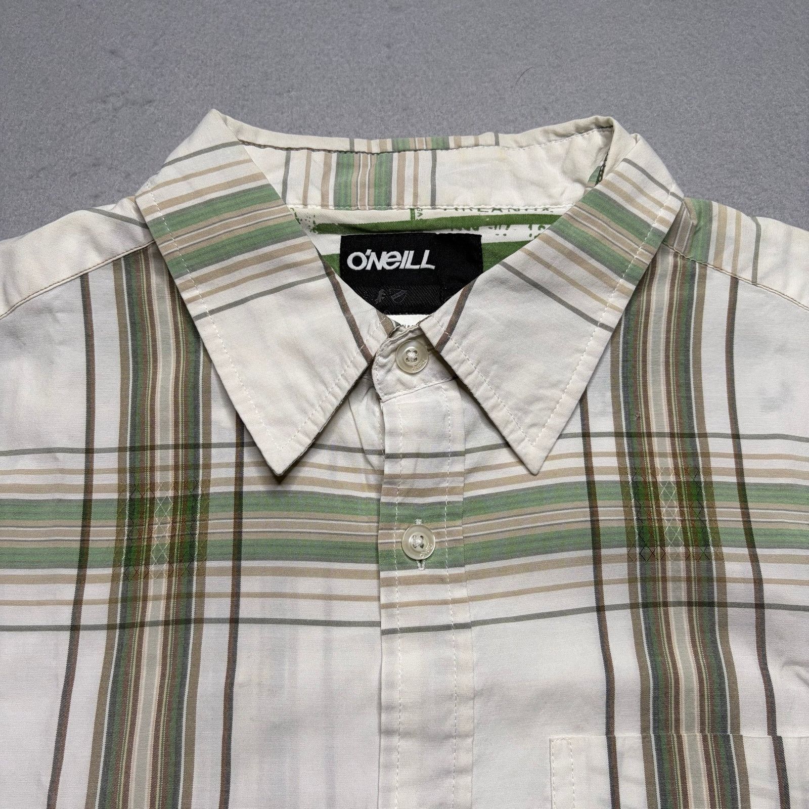 O'Neill O’Neill Plaid Button Up Shirt Men’s Large White Green Shirt Size US L / EU 52-54 / 3 - 10 Thumbnail