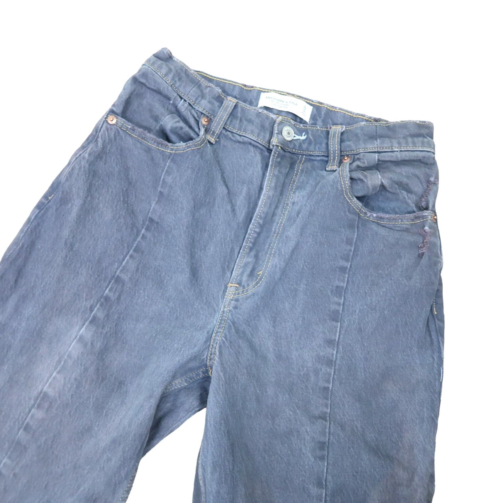 Abercrombie & Fitch Abercrombie & Fitch Jeans The 90s Straight Ultra High Rise Dark Grey Slit Hem 28 Women Rise High 90s Jeans Gray Slit Hem Size 28" / US 6 / IT 42 - 2 Thumbnail