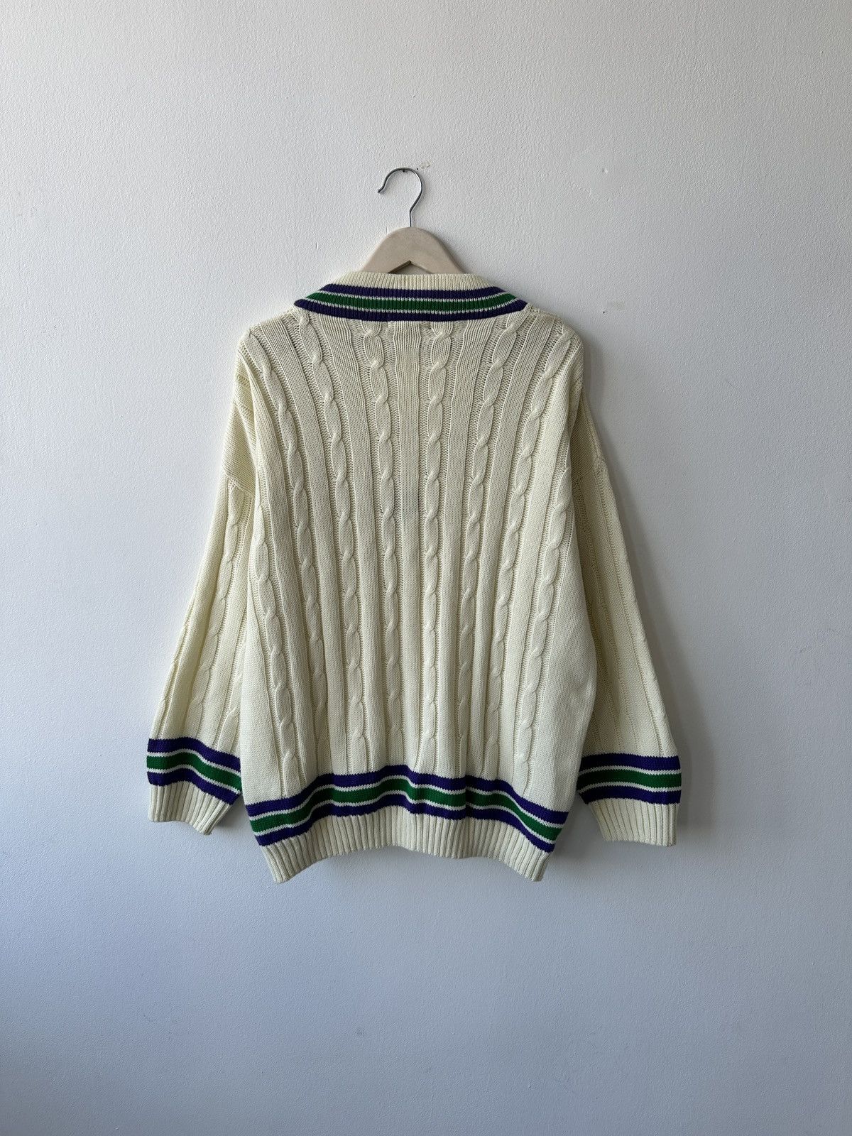 Other RARE Vintage WIMBLEDON Tennis Sweater V-Neck Cable Knit Size US L / EU 52-54 / 3 - 12 Thumbnail