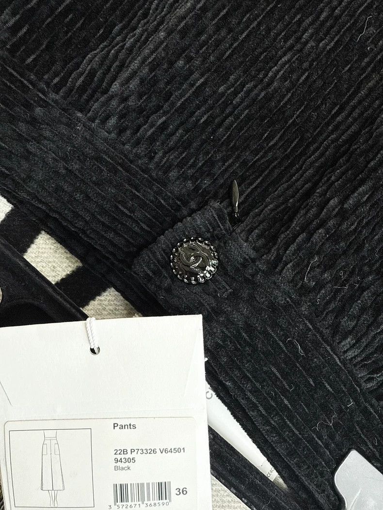 Chanel Chanel Black Velvet Wide Leg Trousers Size 35" - 4 Thumbnail