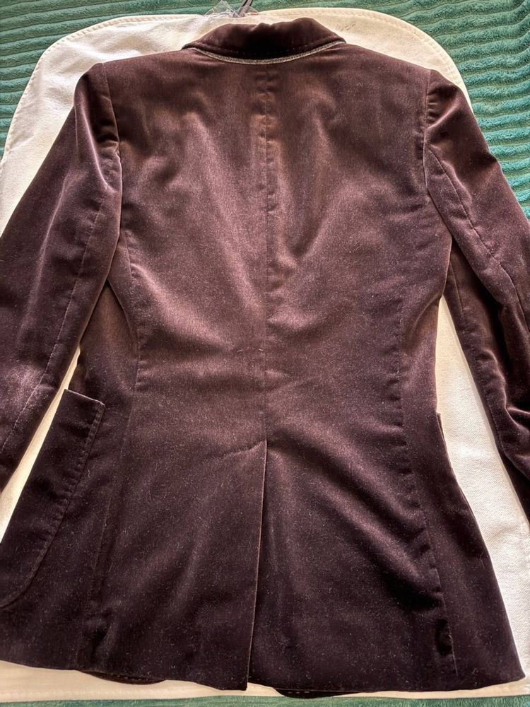 Dolce & Gabbana Dolce Gabbana Velour Burgundy Blazer Size S / US 4 / IT 40 - 3 Thumbnail