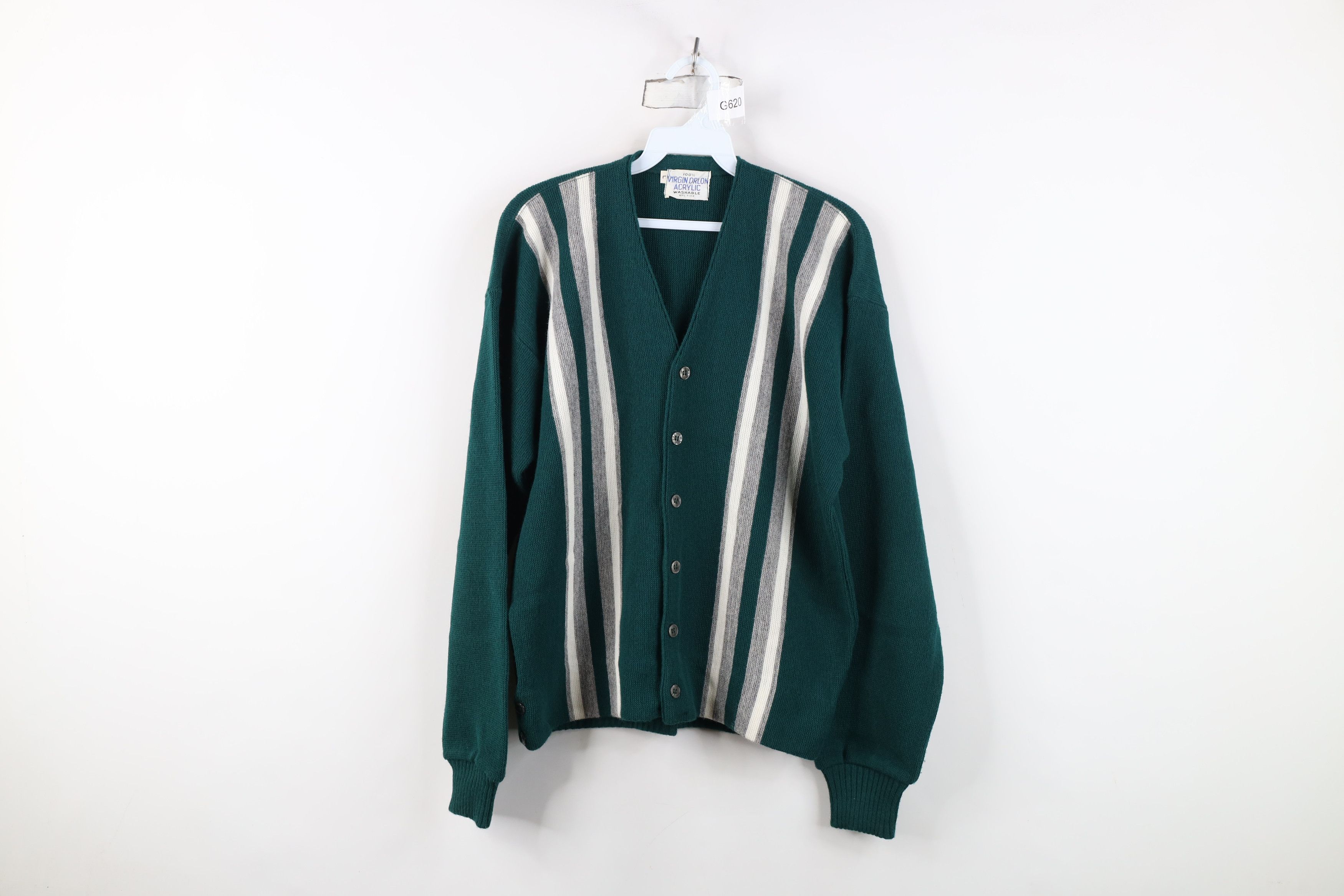 Vintage Vintage 50s 60s Streetwear Panel Knit Cardigan Sweater USA Size US L / EU 52-54 / 3 - 1 Thumbnail