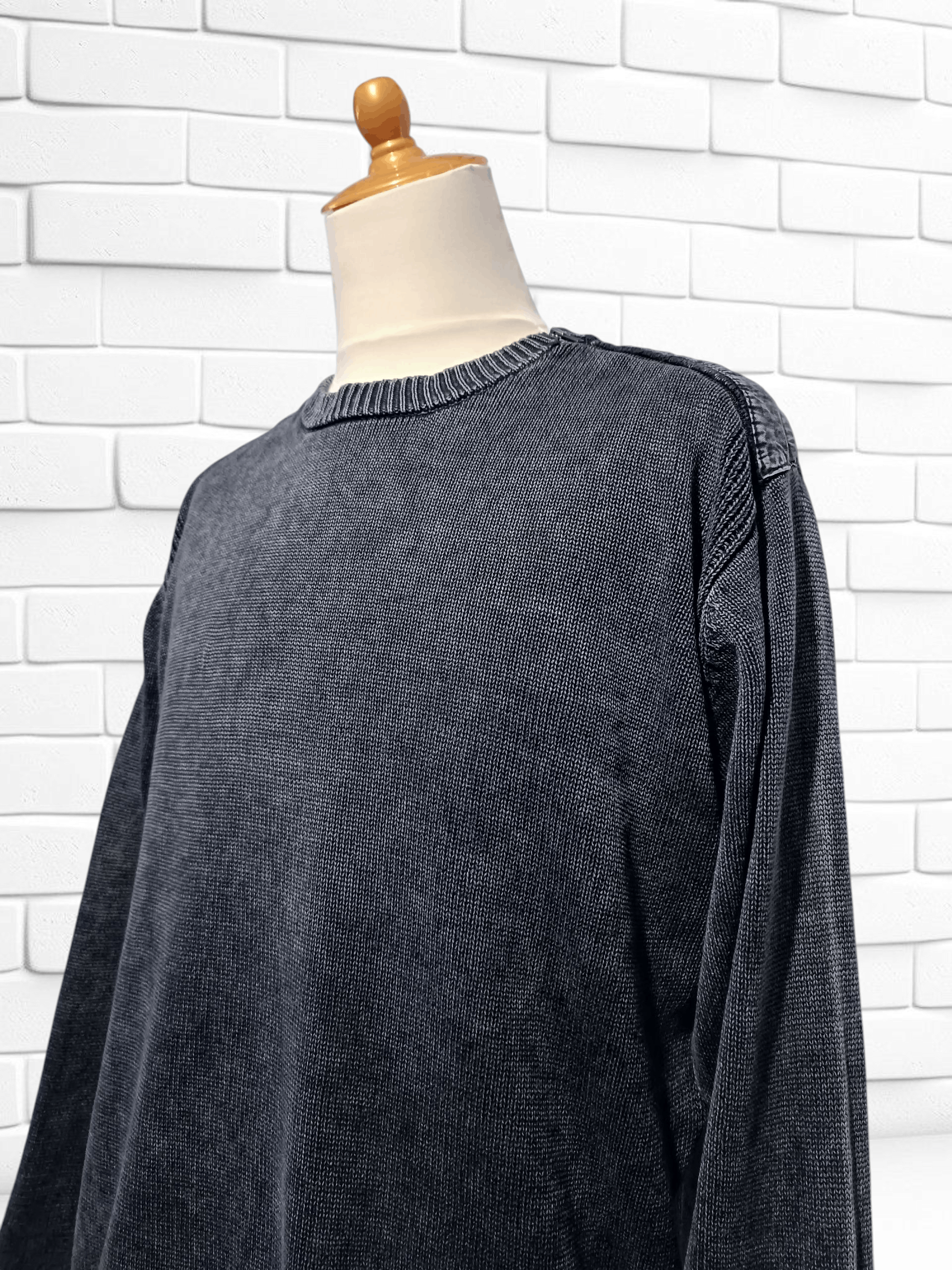 Japanese Brand Niko And... Black Acid Wash Ribbed Knit Jumper Size US XL / EU 56 / 4 - 5 Thumbnail