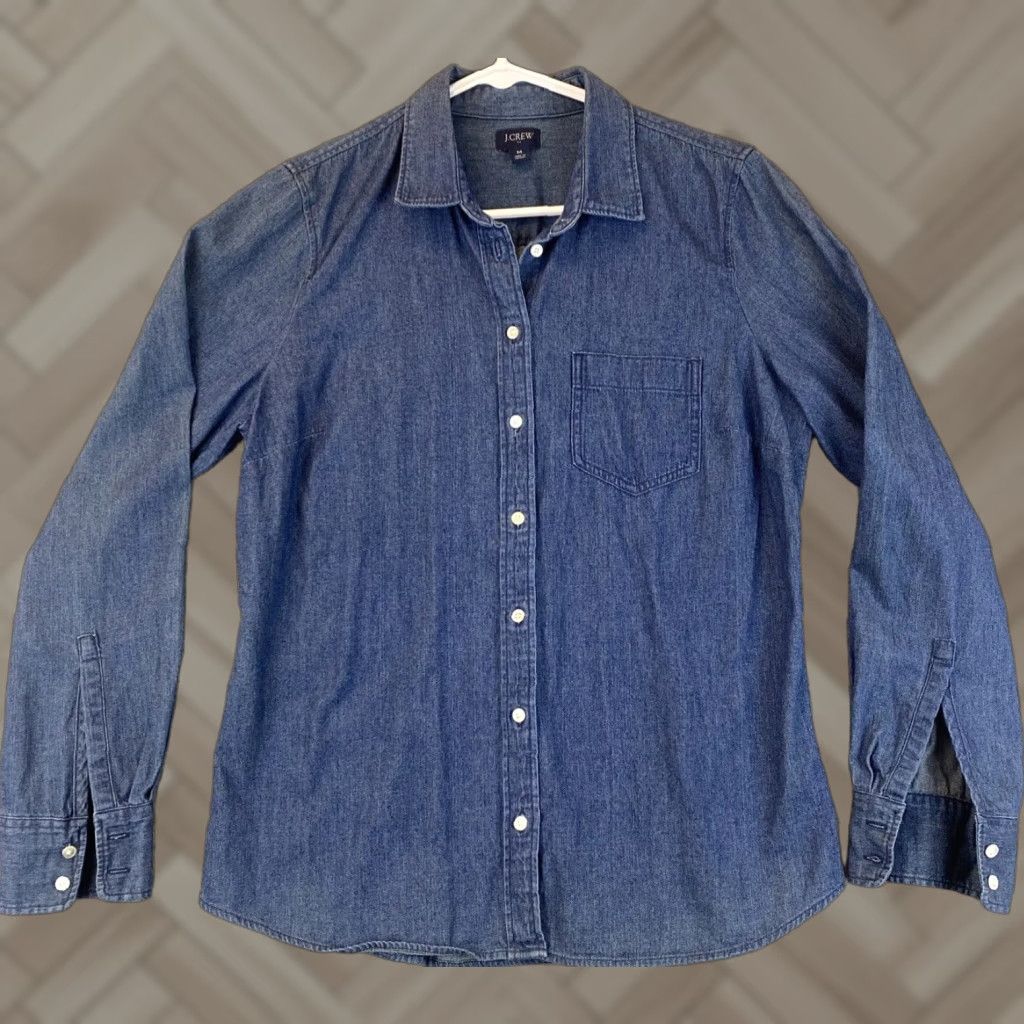 Ralph Lauren LAUREN RALPH LAUREN Women's Blue Long Sleeve Button-Up Shirt with Pockets Size M Cotton Size M / US 6-8 / IT 42-44 - 1 Thumbnail
