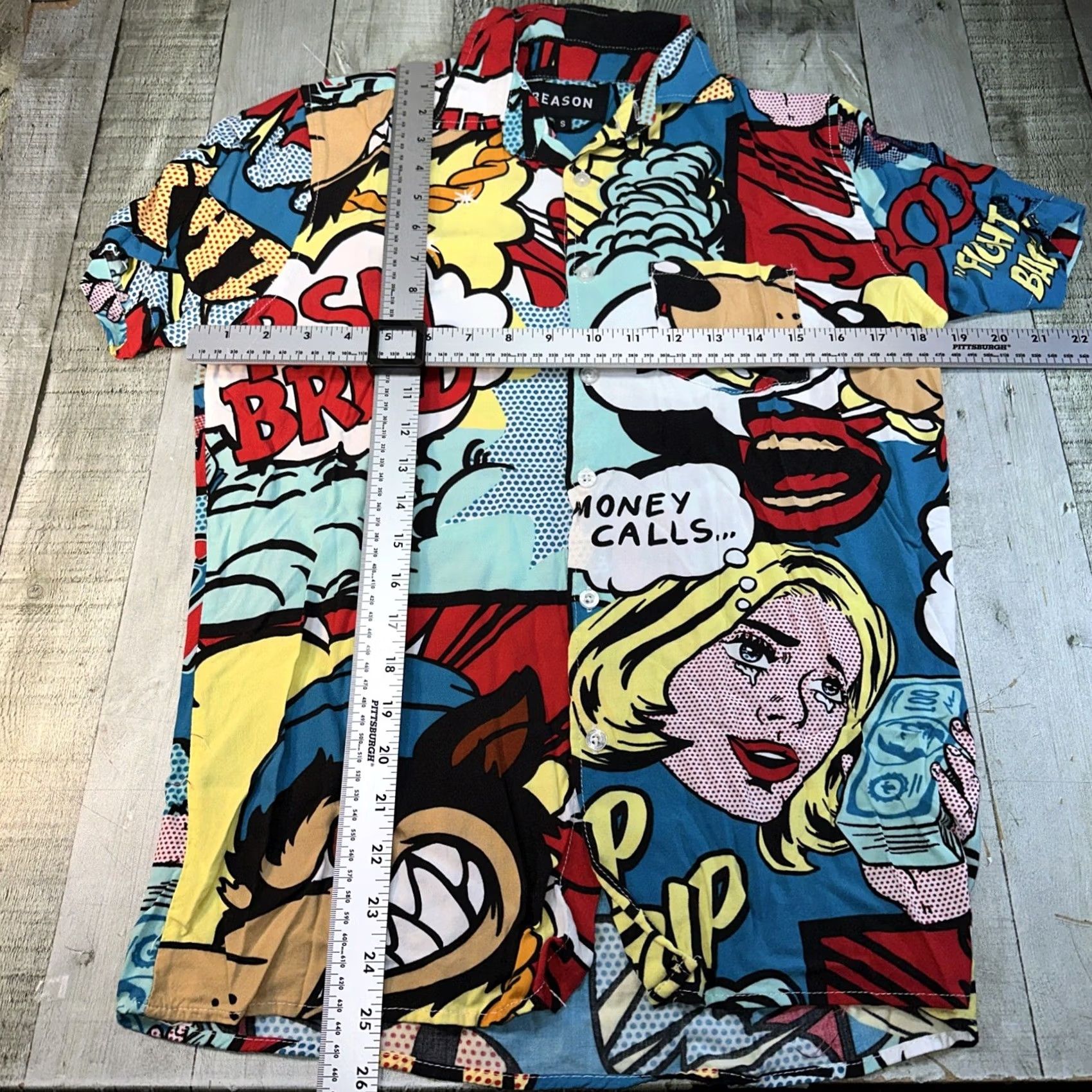 Reason Reason Mens Small Wolf Money Calls ALLOVER Graphic Button Up Shirt Size US S / EU 44-46 / 1 - 3 Thumbnail