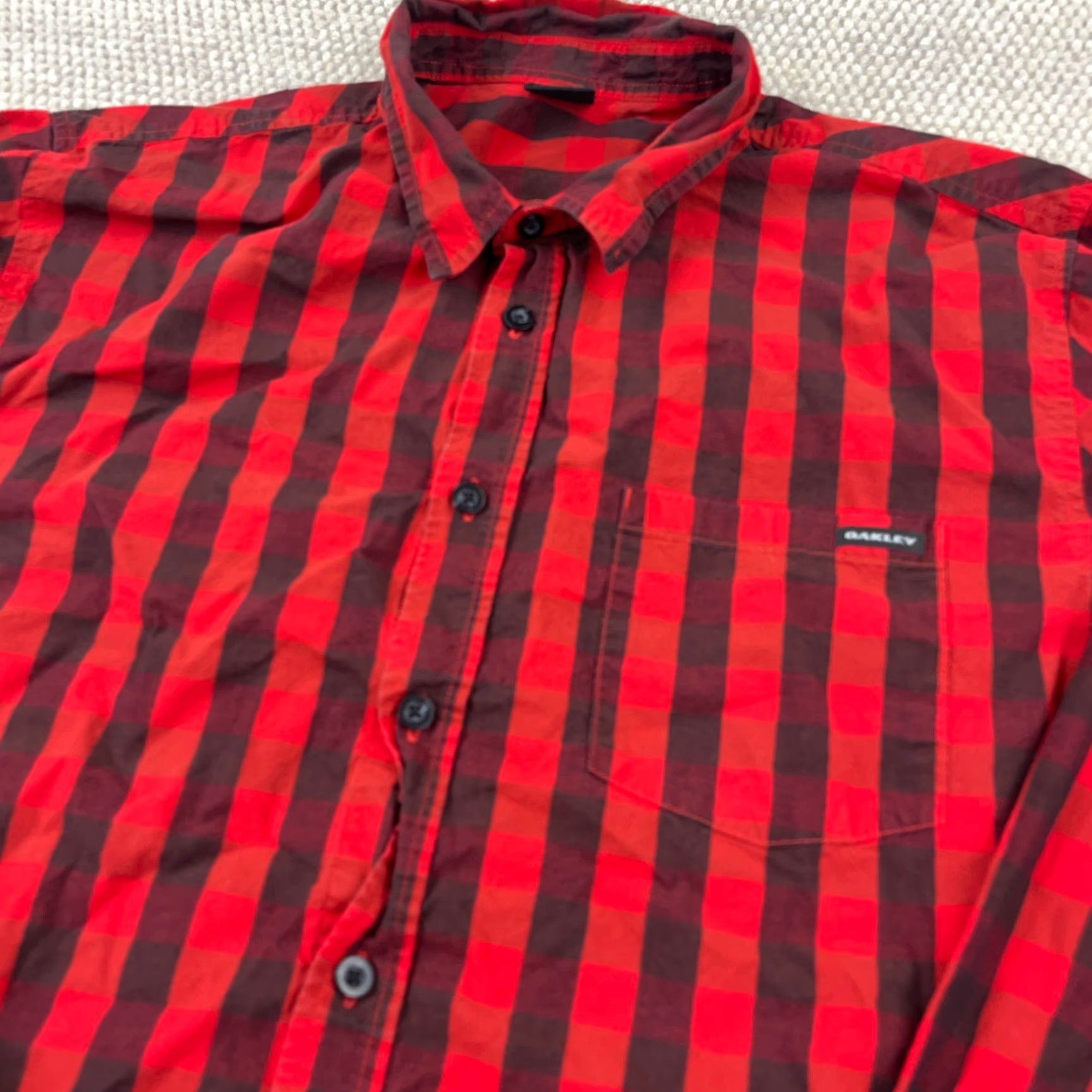 Oakley Oakley Button-Up Shirt Men 2XL Gray Black Plaid Regular Fit Casual Outdoor Size 48R - 3 Thumbnail