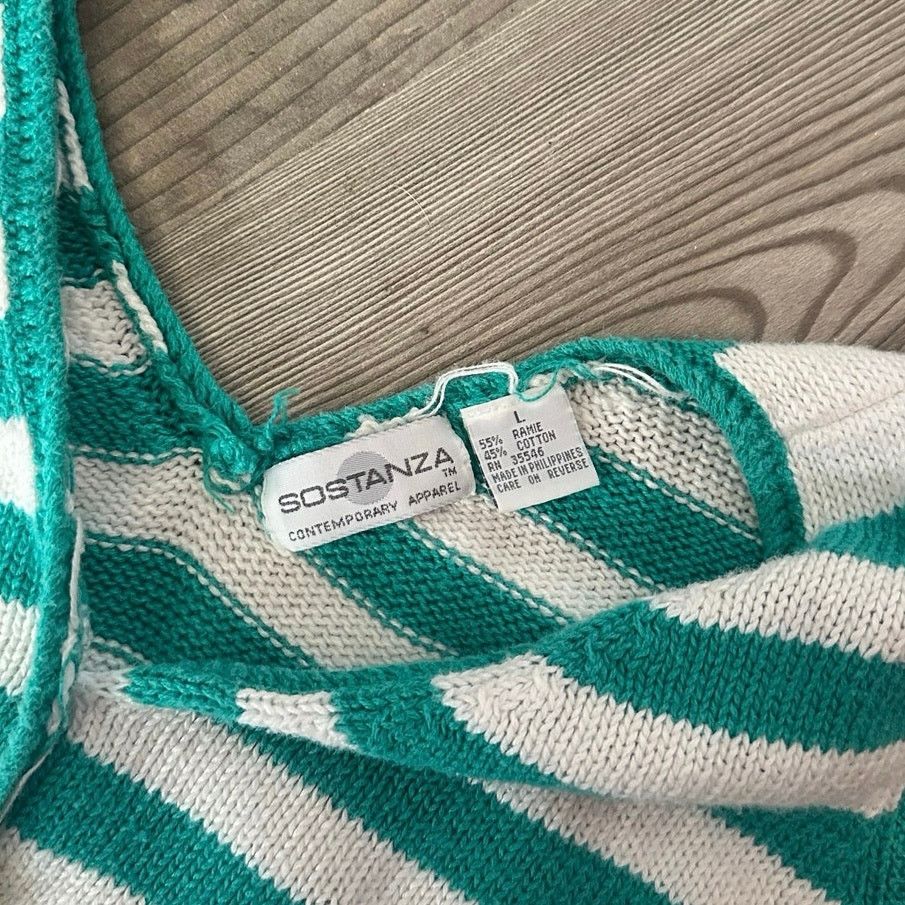 Other sostanza green white striped button up knit vest Size L / US 10 / IT 46 - 3 Thumbnail