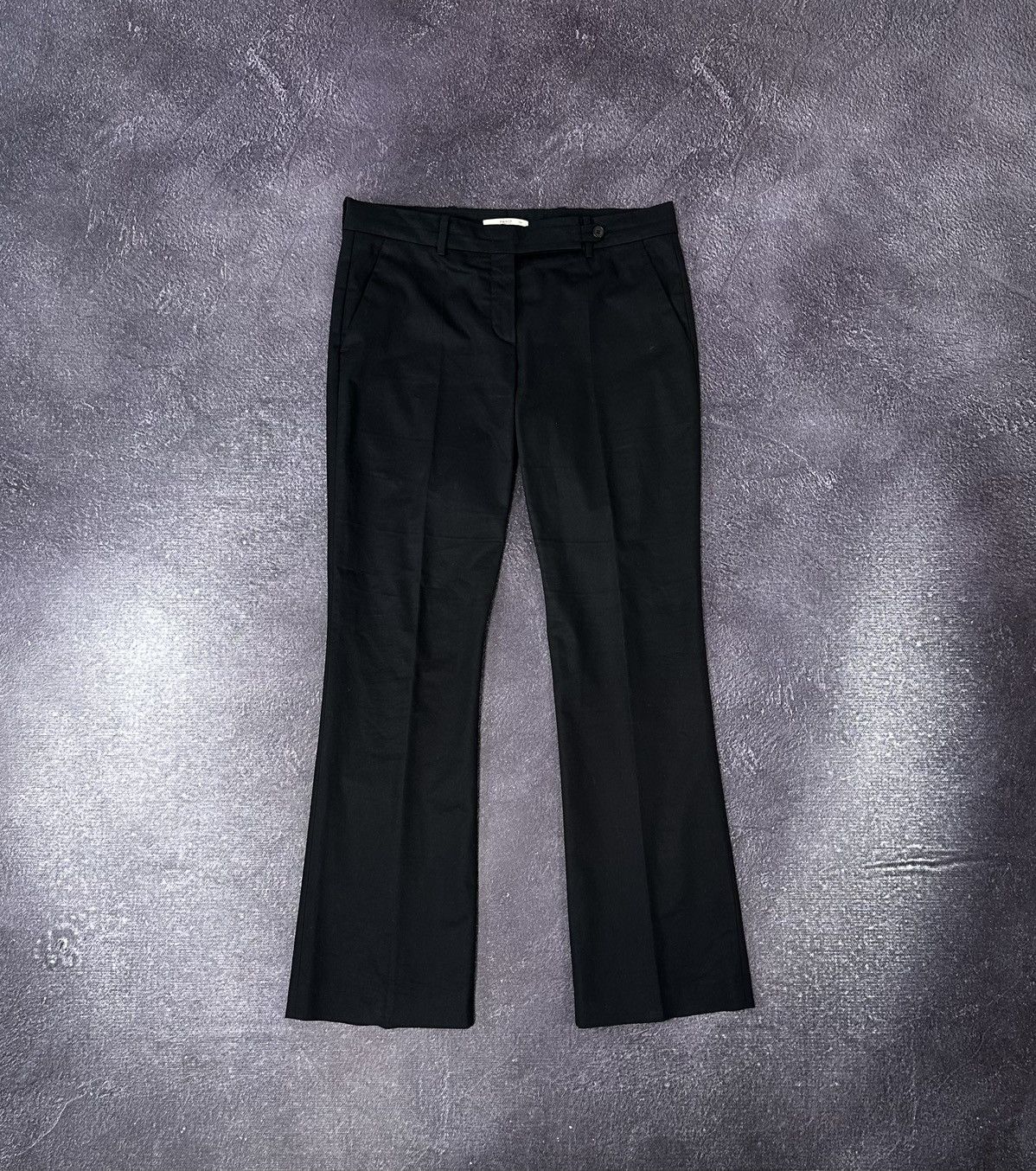 image of Vintage Prada Classic Black Cotton Flared Trousers Pants, Women's (Size 30)