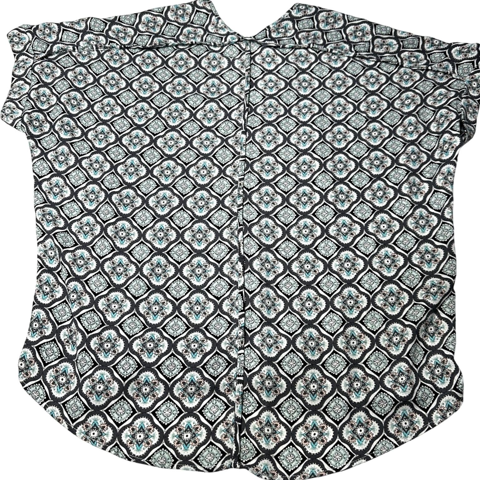Vintage LUSH Blouse Womens S Green Gray Paisley All Over Print Boho Shirt Shirt (Pullover) Regular Short Sleeve Size S / US 4 / IT 40 - 4 Thumbnail