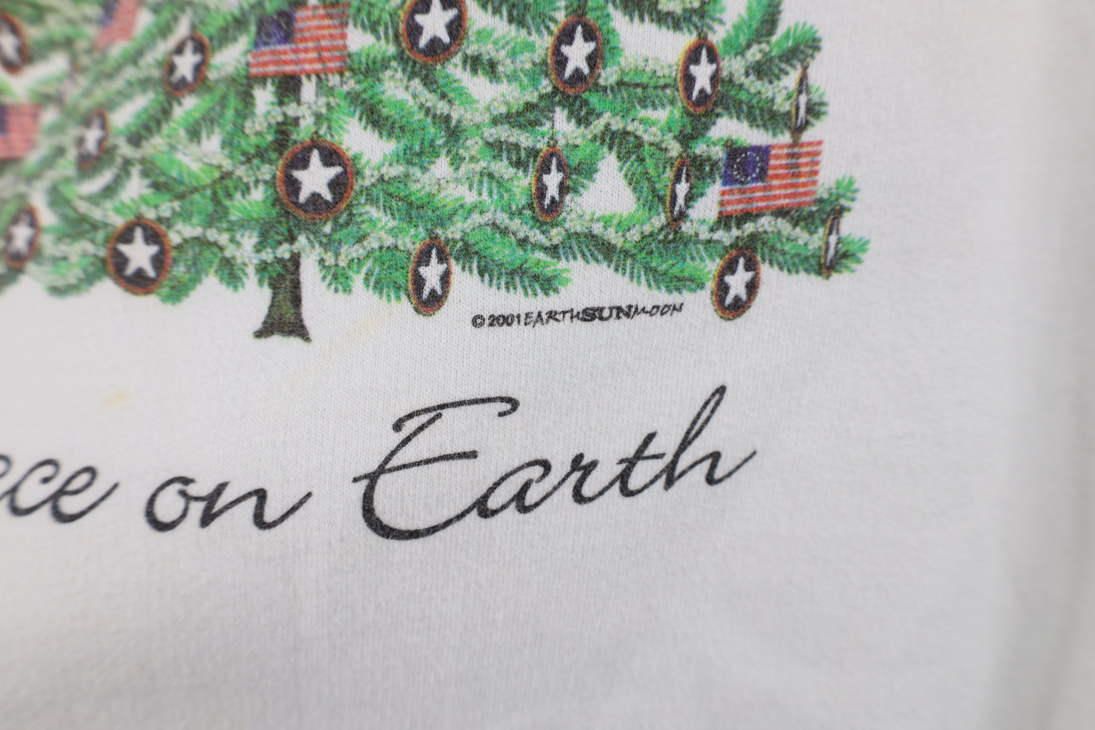 Vintage Vintage Y2K 2001 Peace On Earth Christmas Tree Sweatshirt Size M / US 6-8 / IT 42-44 - 7 Thumbnail