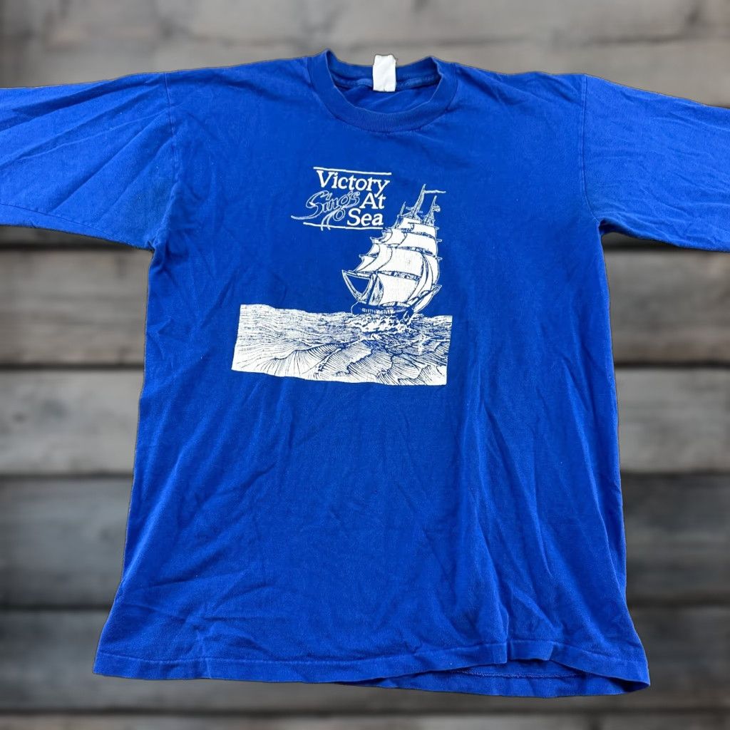 Vintage VINTAGE Victory Sings At Sea Shirt Mens L Blue Long Sleeve Ship Sailboat 90s Size US L / EU 52-54 / 3 - 1 Thumbnail