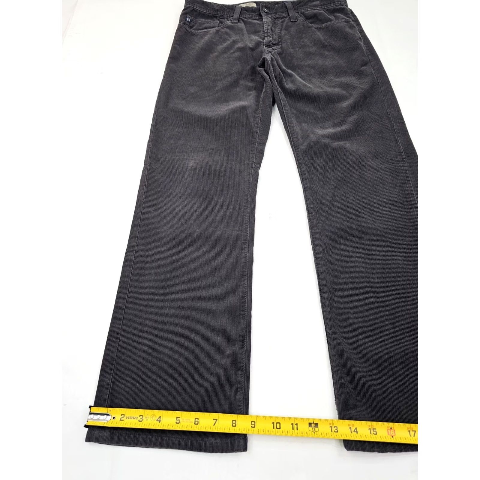 Vintage AG Adriano Goldschmied Protegé Corduroy Pants Men 32 x 29.5 Gray Pima Cotton Corduroy Chino Straight 5-Pocket AG The Protégé Mens Size US 32 / EU 48 - 3 Thumbnail