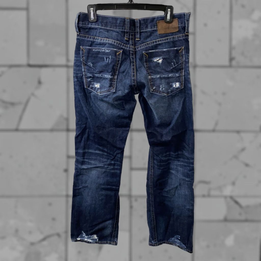 BKE BKE Denim Jeans Mens Carter Blue 31R X 31 Button Fly Distressed Size US 31 - 1 Thumbnail