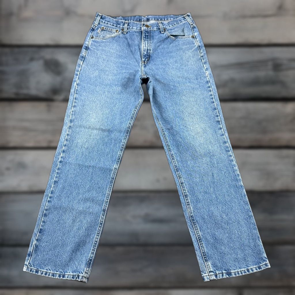 Carhartt Carhartt Jeans Men 36x32 Blue Traditional Fit Straight Light Wash Denim B180 STW Size US 36 / EU 52 - 1 Thumbnail