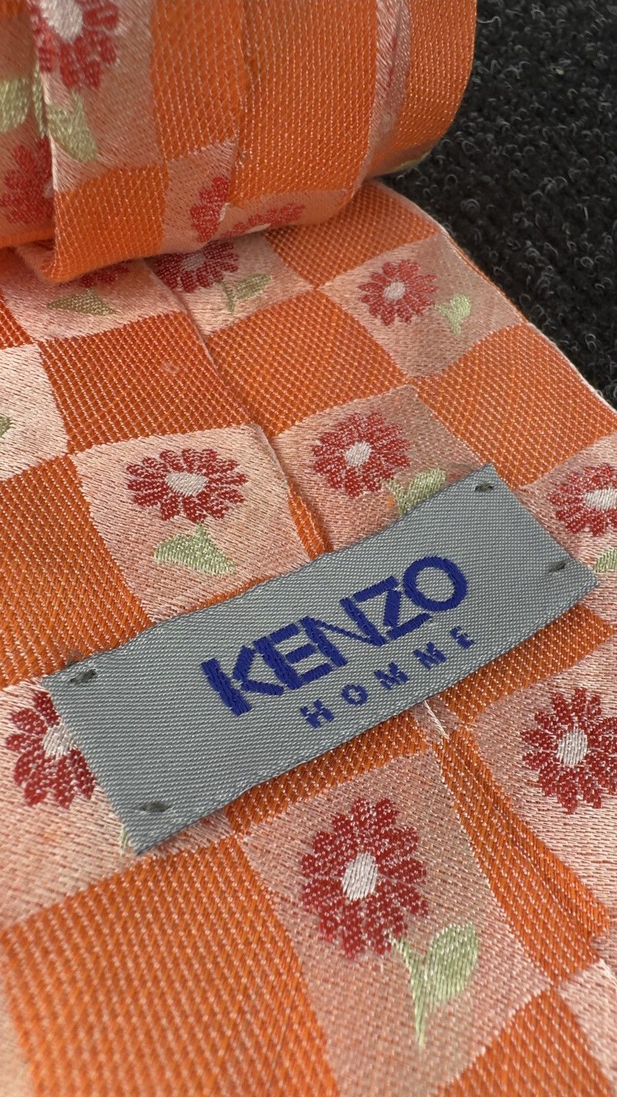 Kenzo Kenzo Orange Floral Silk Tie Made in Italy Vintage Size ONE SIZE - 4 Thumbnail