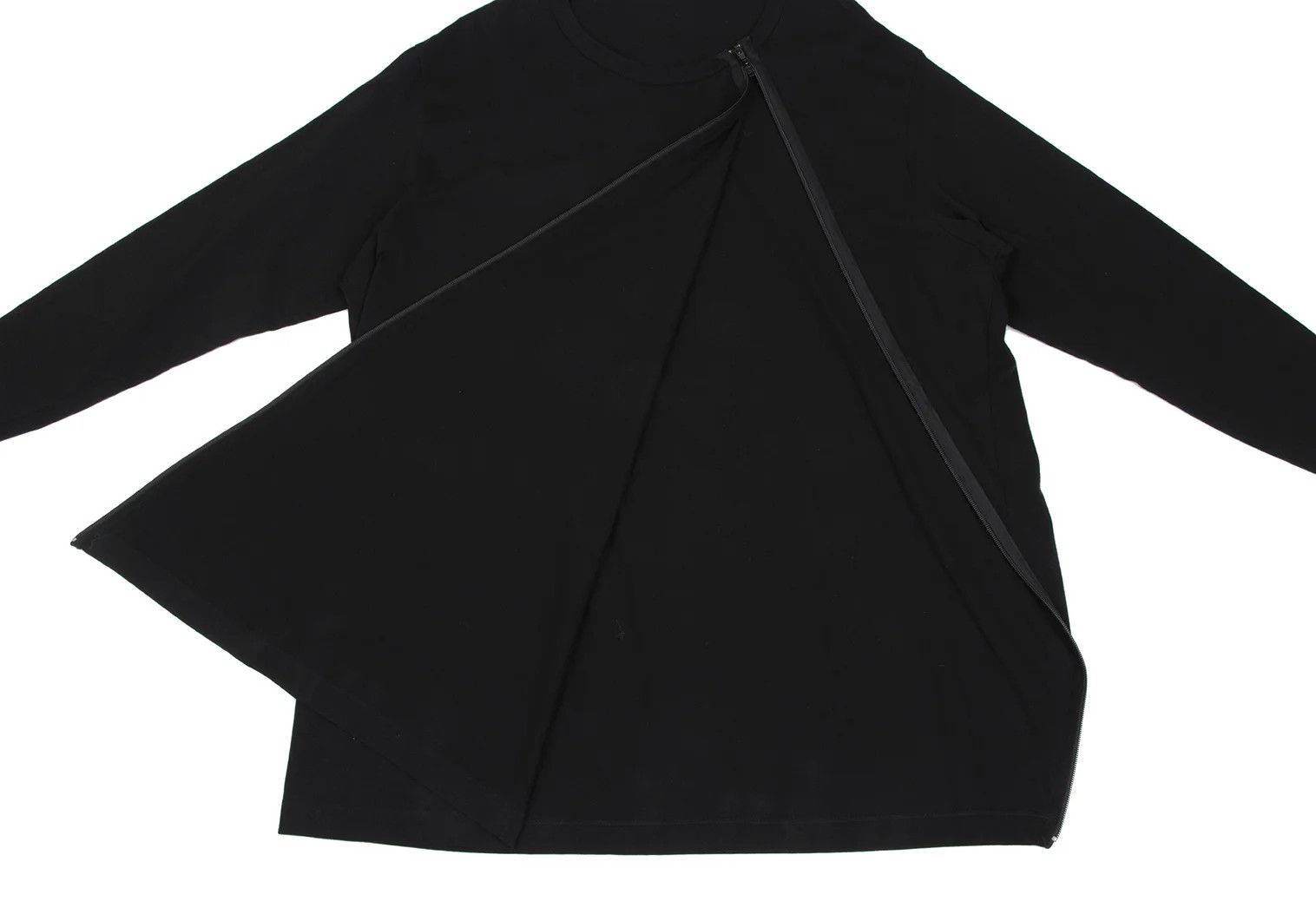 Yohji Yamamoto Long Bias Zip Long Sleeve T-Shirt in Black Size 3 Size US L / EU 52-54 / 3 - 7 Thumbnail