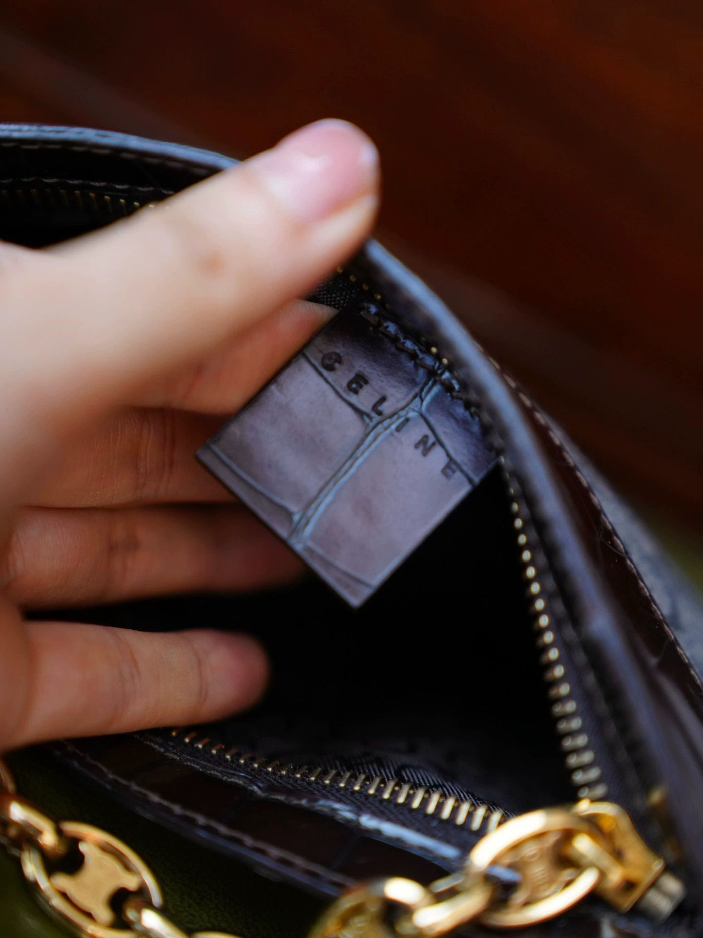 Celine Celine 2000 Fall Triomphe Felt Clutch Wallet 14.5cm Chain Women's Size ONE SIZE - 7 Thumbnail