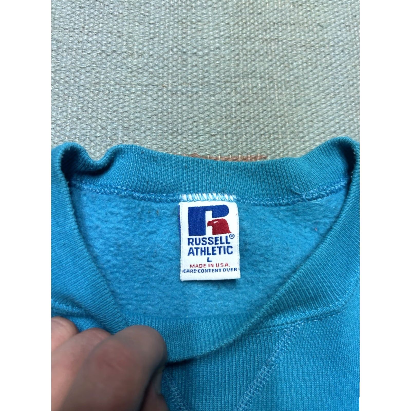 Altea VINTAGE Russell Athletic Sweatshirt Crewneck Teal Blue USA Large 90s 80s Pullover Mens Size US L / EU 52-54 / 3 - 5 Thumbnail