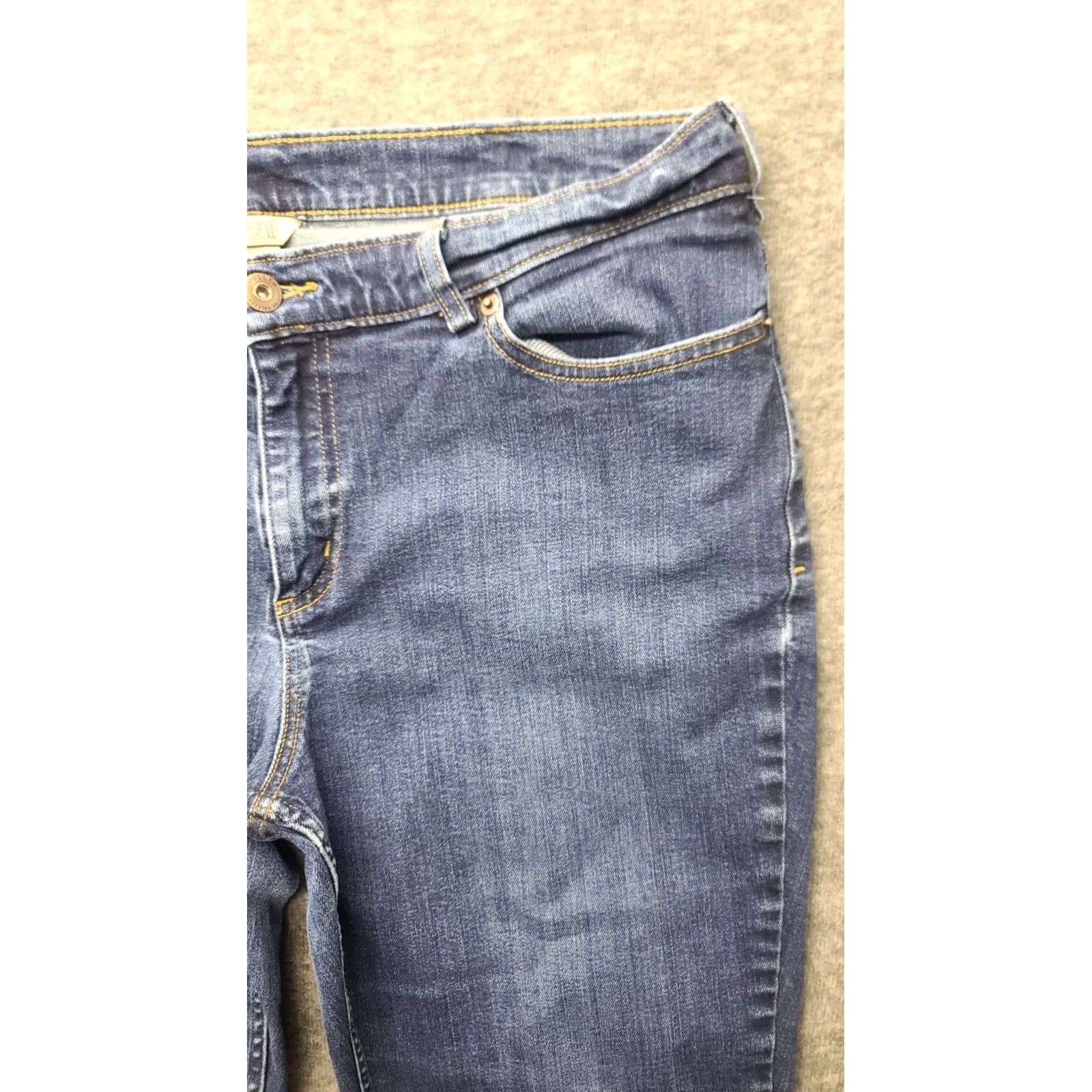 Denime Duluth Womens Jeans 14x29 DuluthFlex Regular Bootcut Denim Mid Blue 5-Pocket Stretch Slim Fit Cowgirl Rustic Distressed Xs? Size 36" / US 14 / IT 50 - 4 Thumbnail