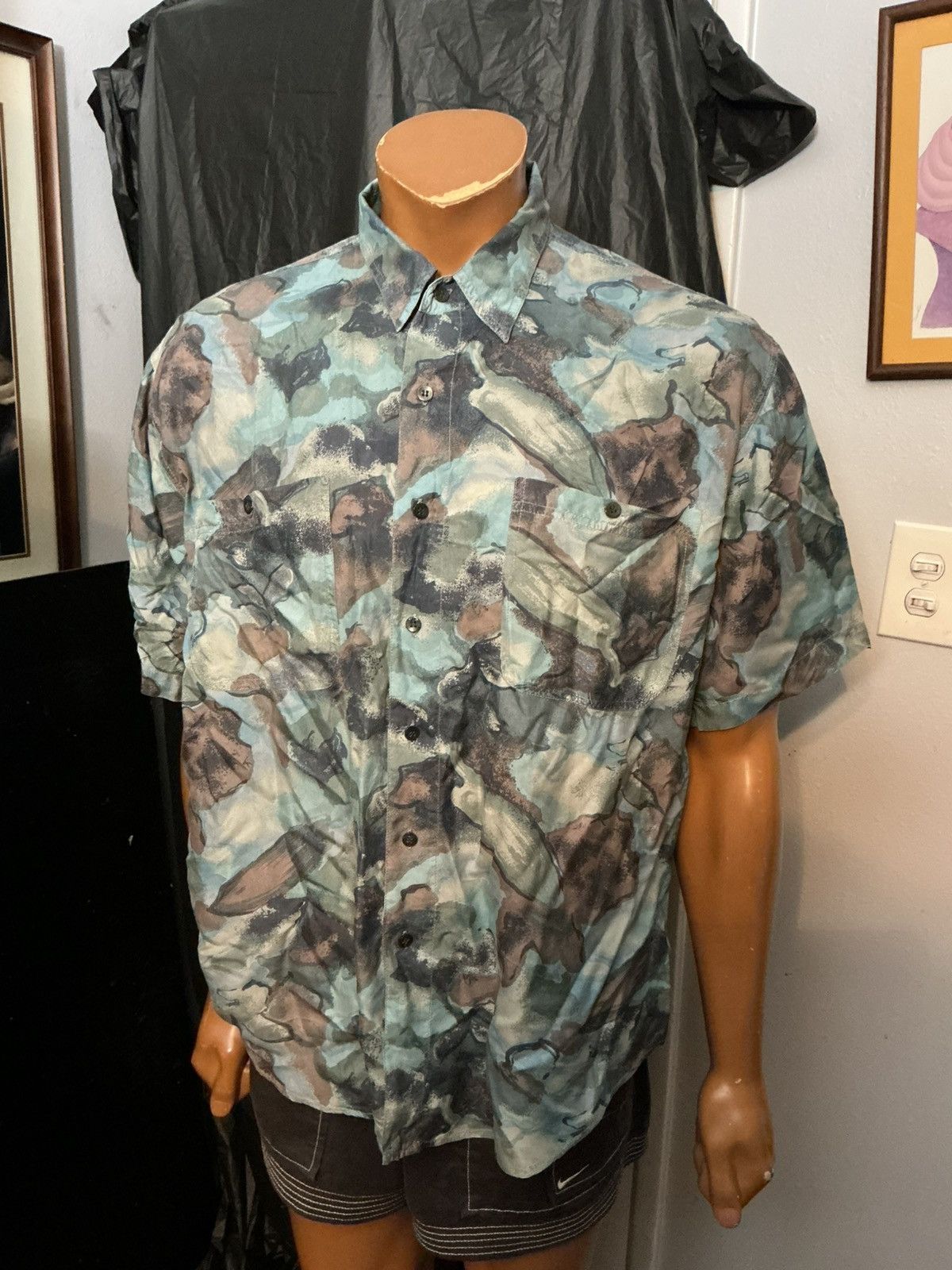 Vintage Vintage 90s Se Jolie 100% Silk Abstract AOP Button Shirt Size US L / EU 52-54 / 3 - 7 Thumbnail
