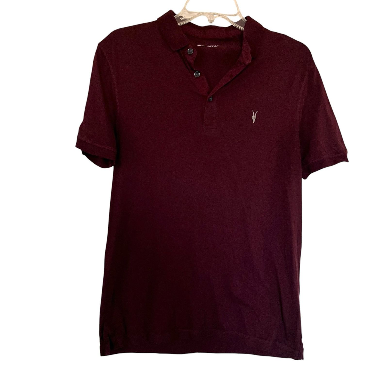 Allsaints AllSaints Vidal Burgundy Maroon Men’s Polo Shirt Size US M / EU 48-50 / 2 - 2 Thumbnail