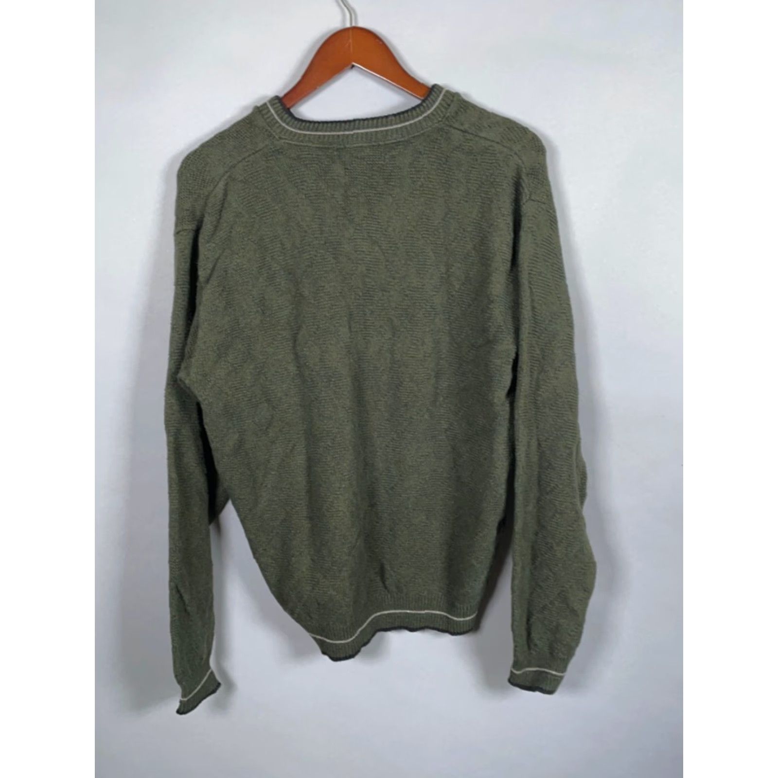Haggar VINTAGE Haggar Tour Golf Sweater Shirt Adult Medium Green Cotton Blend Heavyweight V-Neck Pullover Men’s 90s Golf Embroidered US Made Size US M / EU 48-50 / 2 - 3 Thumbnail