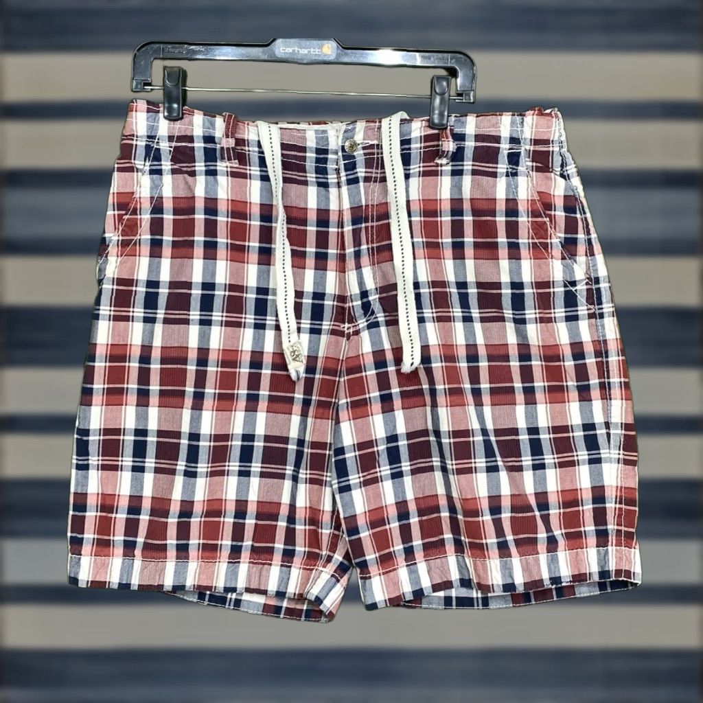 Aeropostale AEROPOSTALE Mens Casual Shorts 34 Red Plaid Flat Front 9in Inseam Cotton Summer Size US 34 / EU 50 - 1 Thumbnail
