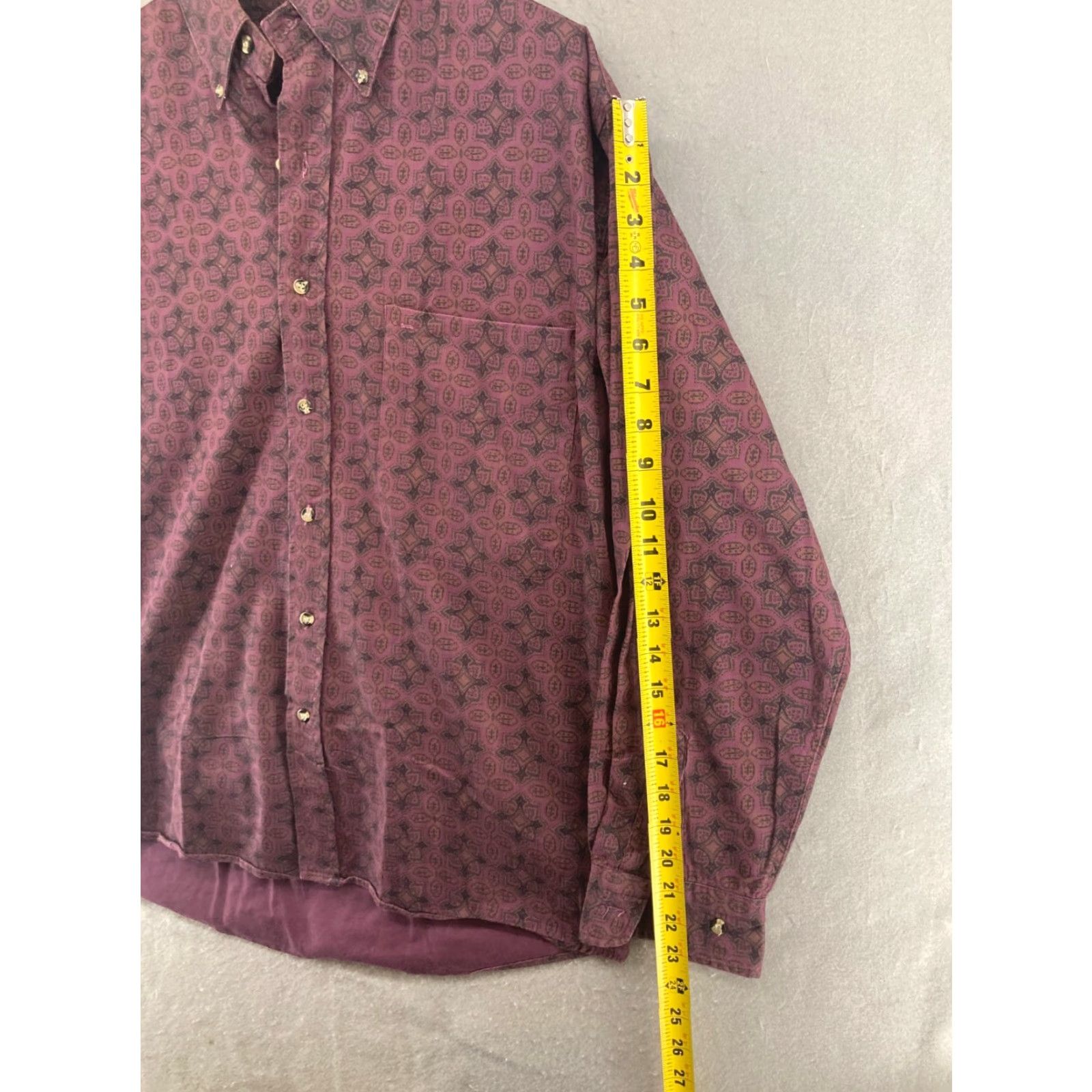 Jordache VINTAGE Jordache Mens Shirt Geometric Button-Up 80s 90s Red Burgundy Long Sleeve Casual Business Pocketed Men M Size US M / EU 48-50 / 2 - 4 Thumbnail