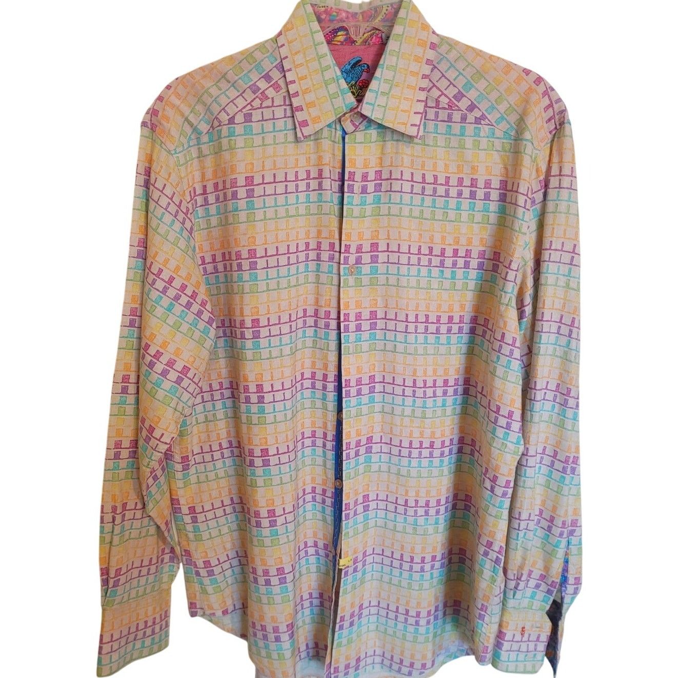 Robert Graham Robert Graham Men's Shirt Button Geometric Medium Linen Size US M / EU 48-50 / 2 - 1 Thumbnail