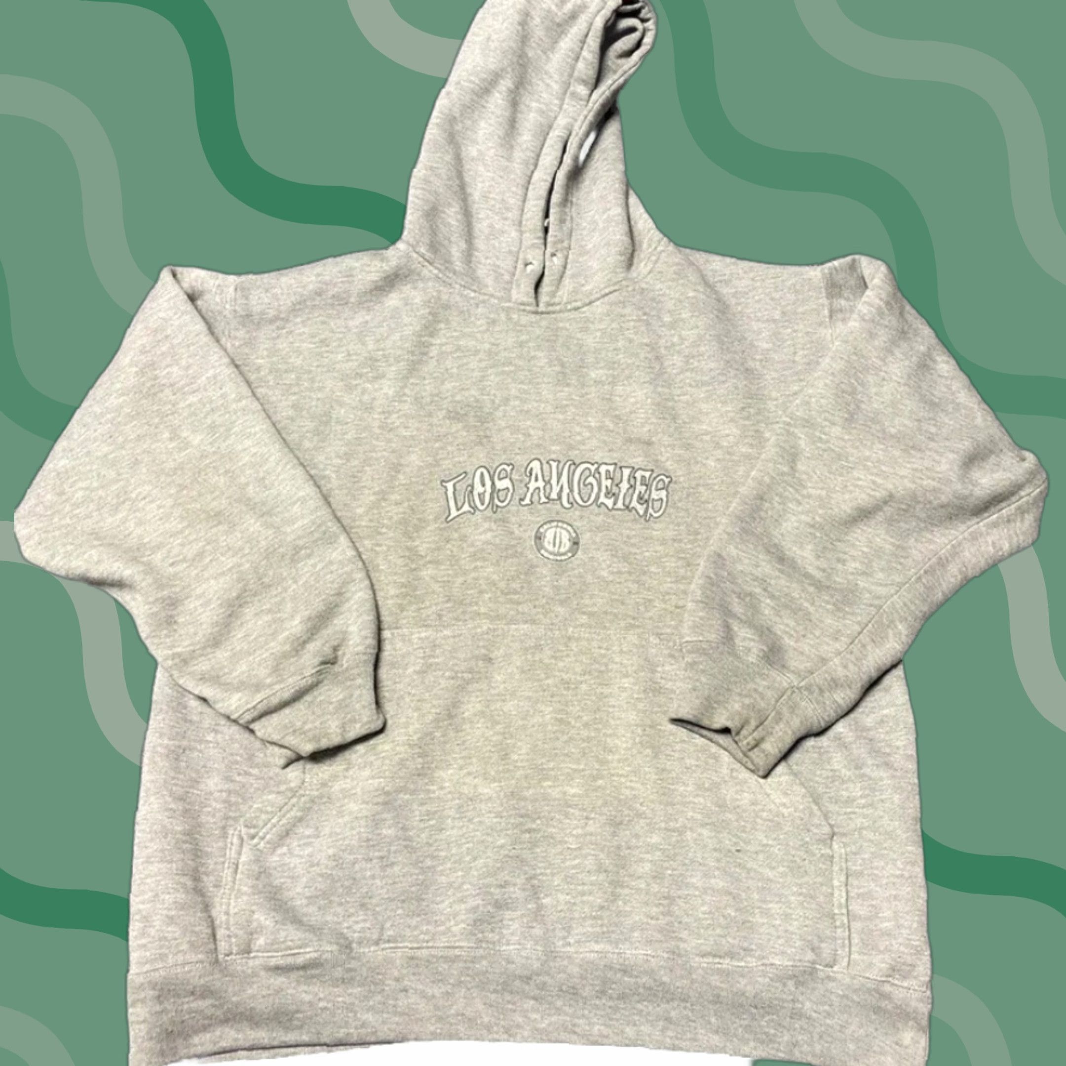 Vintage VINTAGE Los angeles LA Pullover Hoodie Medium Mens Gray Blue Embroidered 90s Pullover Sweatshirt Size US M / EU 48-50 / 2 - 1 Thumbnail
