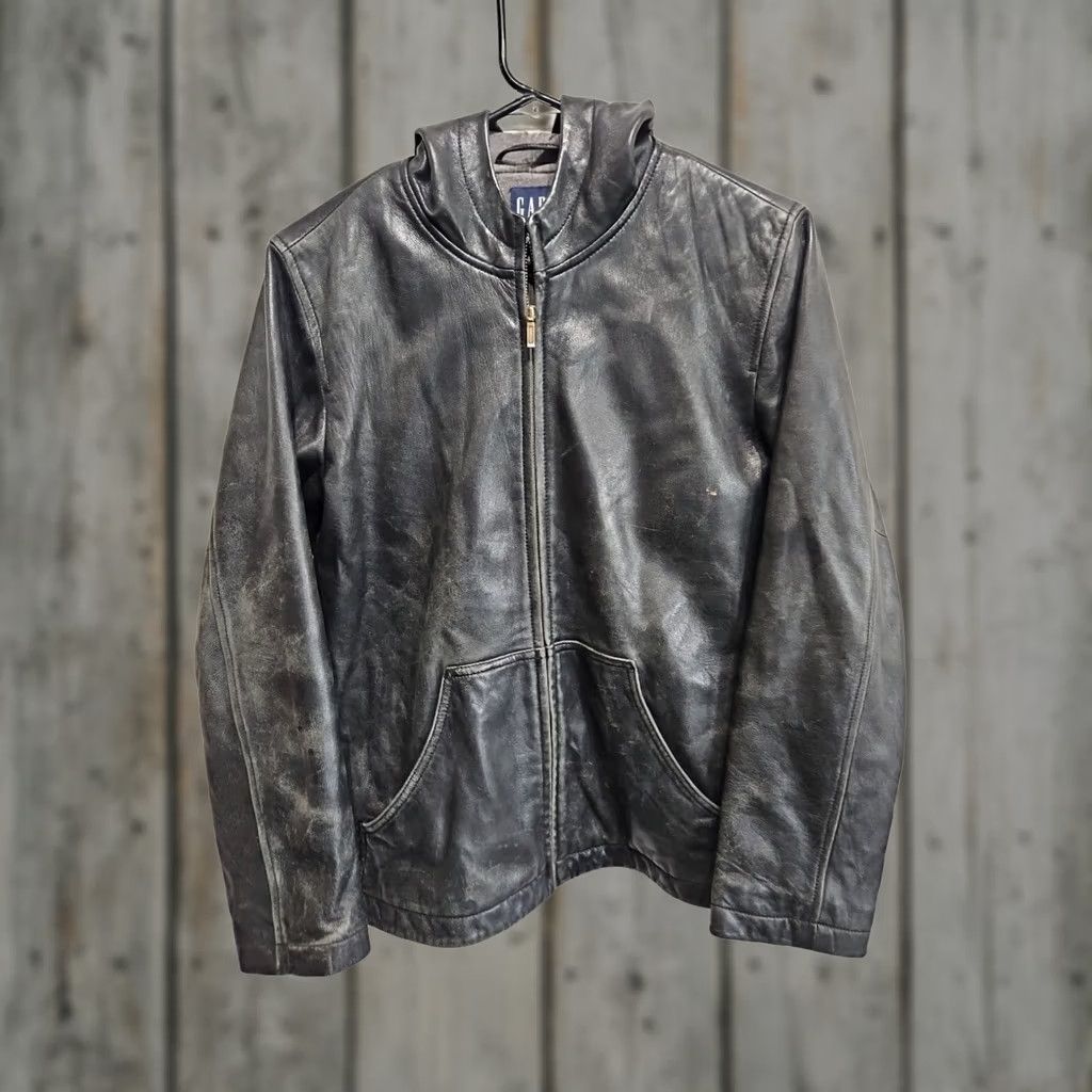 Gap VINTAGE GAP Womens Jacket Leather Black Biker 90s Small Y2K Moto Motorcycle Casual Womens Small Boho? Size S / US 4 / IT 40 - 1 Thumbnail