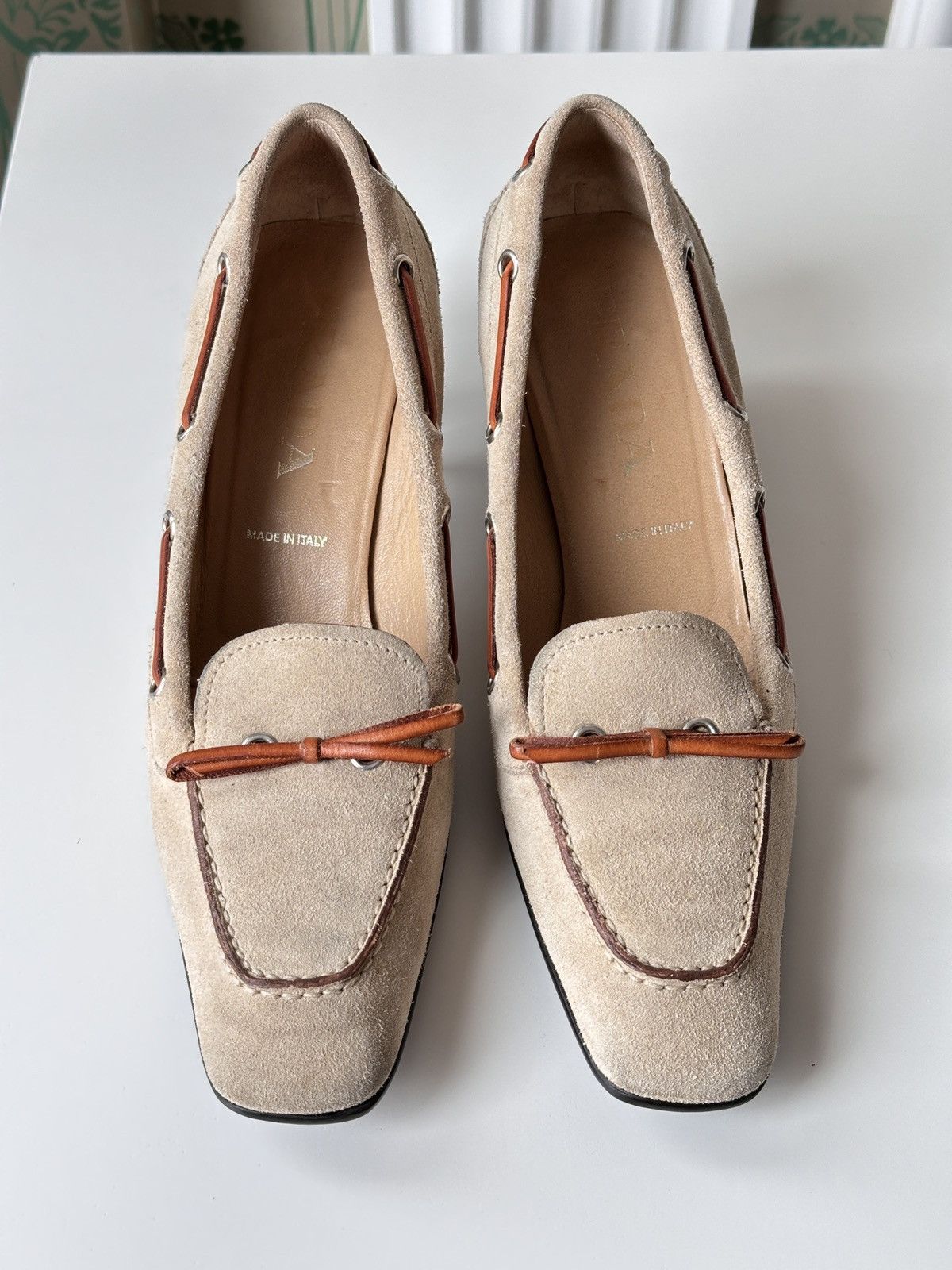 Miu Miu PRADA Kitten Heels Suede Bow Pointed Toe Size 37,5 / 7,5 Size US 7.5 / IT 37.5 - 3 Thumbnail