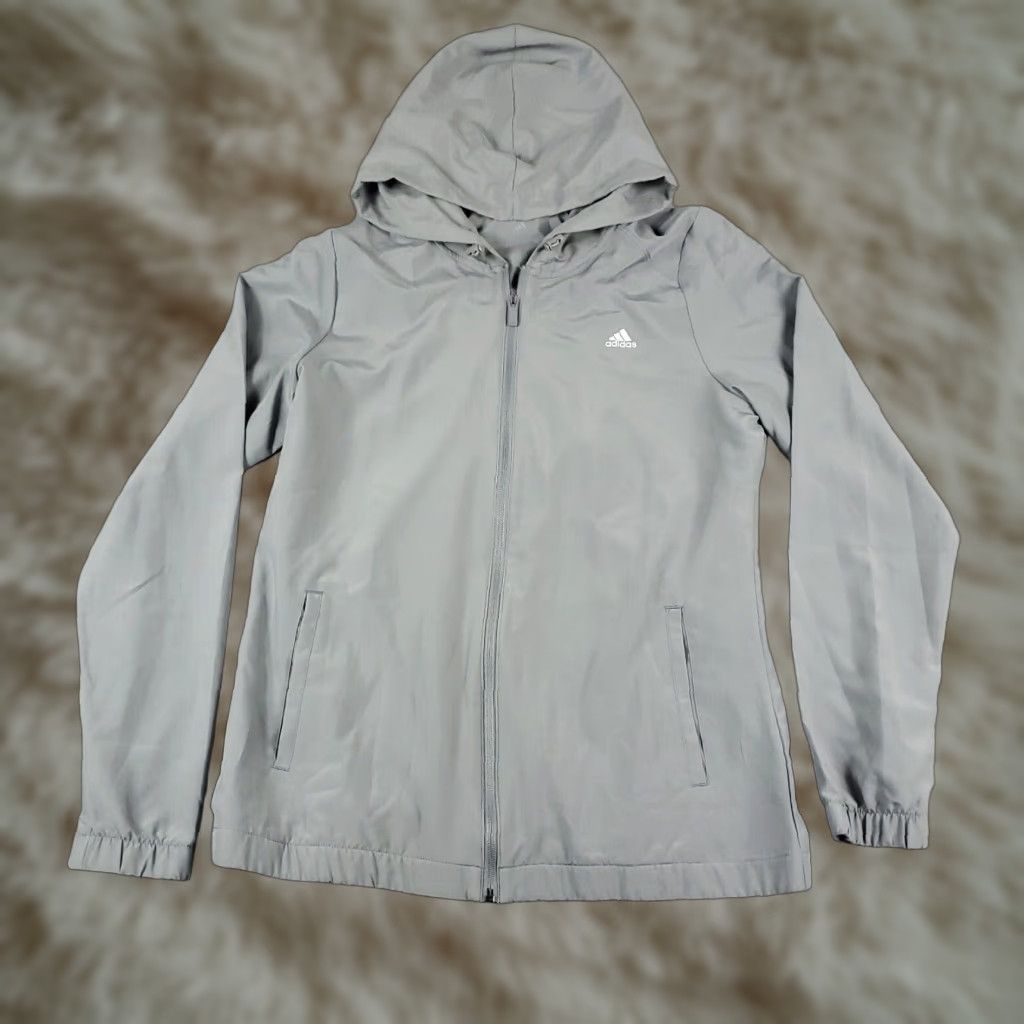 Adidas ADIDAS Windbreaker Jacket Womens Medium Gray Full Zip Activewear Sports Size L / US 10 / IT 46 - 1 Thumbnail