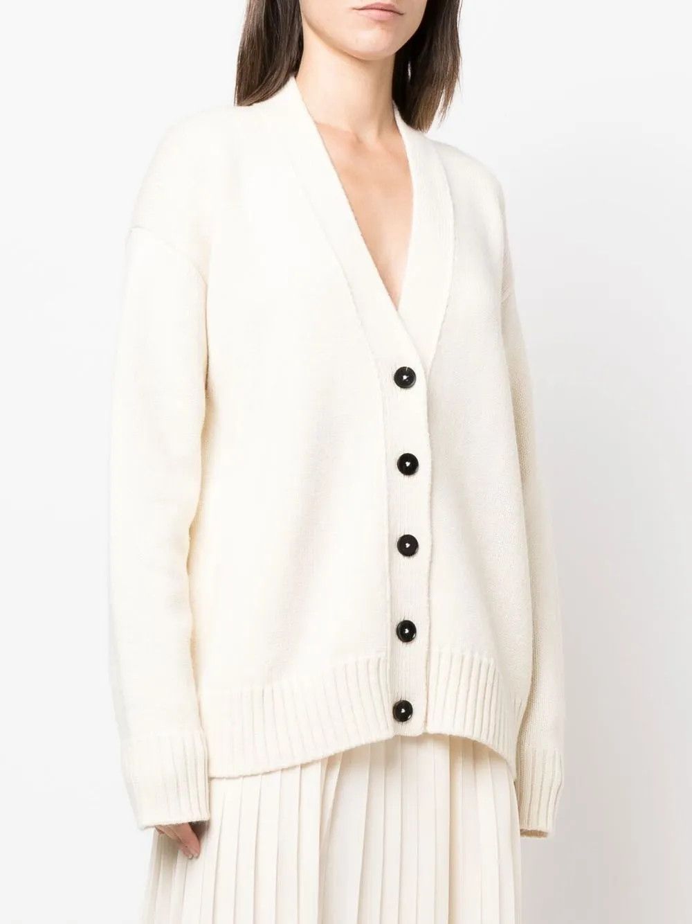 Jil Sander o1loc1c0426 Button Up Knitted Cardigan in White Size M / US 6-8 / IT 42-44 - 2 Thumbnail