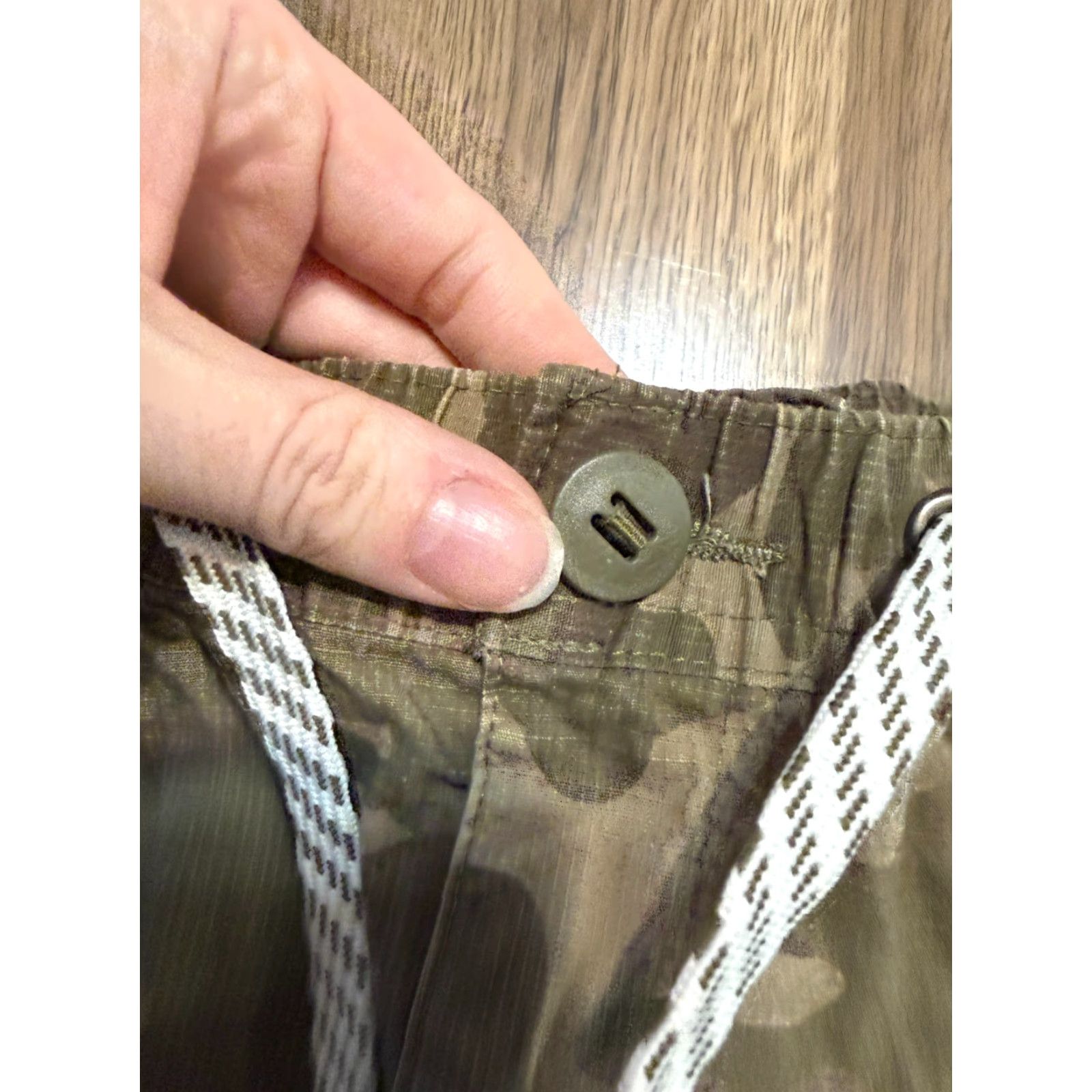 George George Pants Cargo Pants Men XL Camouflage Tie Waist Pull On Multicolor Green Brown Inseam 28.5 inches Size US 36 / EU 52 - 5 Thumbnail
