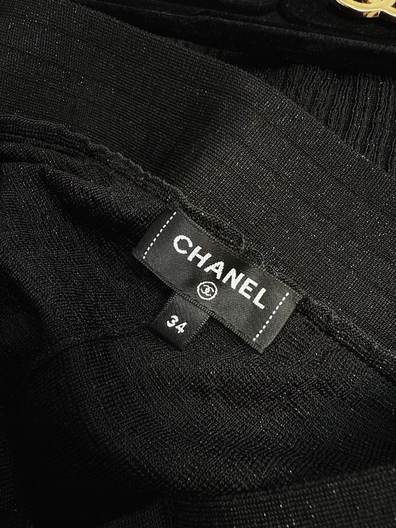 Chanel Chanel 23A black gold buckle textured pattern flared trous Size 42" / US 20 - 6 Thumbnail