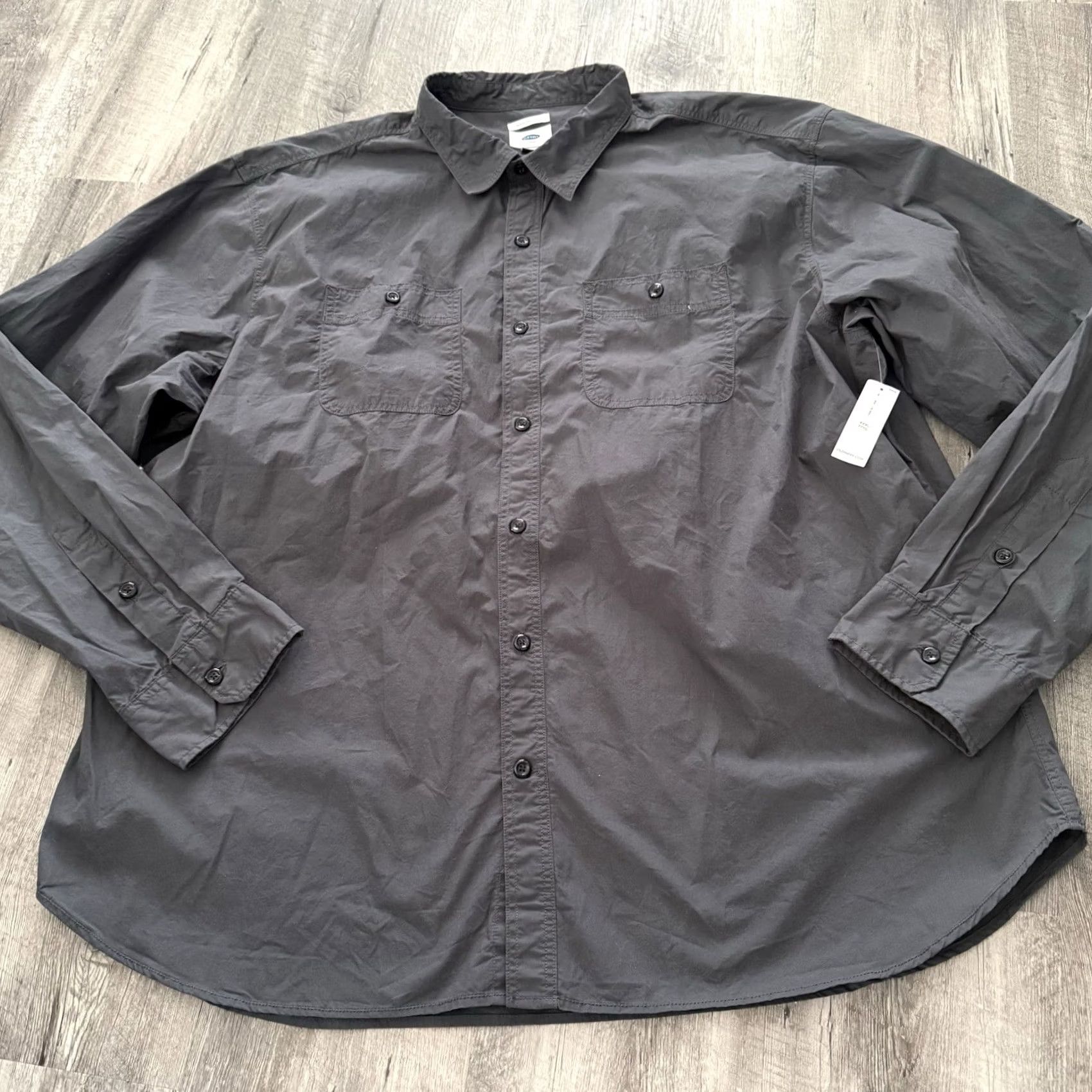 Old Navy Old Navy Button-Up Shirt Mens 3XL Slim Fit 100% Cotton Gray Long Sleeve Button Front Casual Travel Big & Tall Mens Size US XXL / EU 58 / 5 - 3 Thumbnail