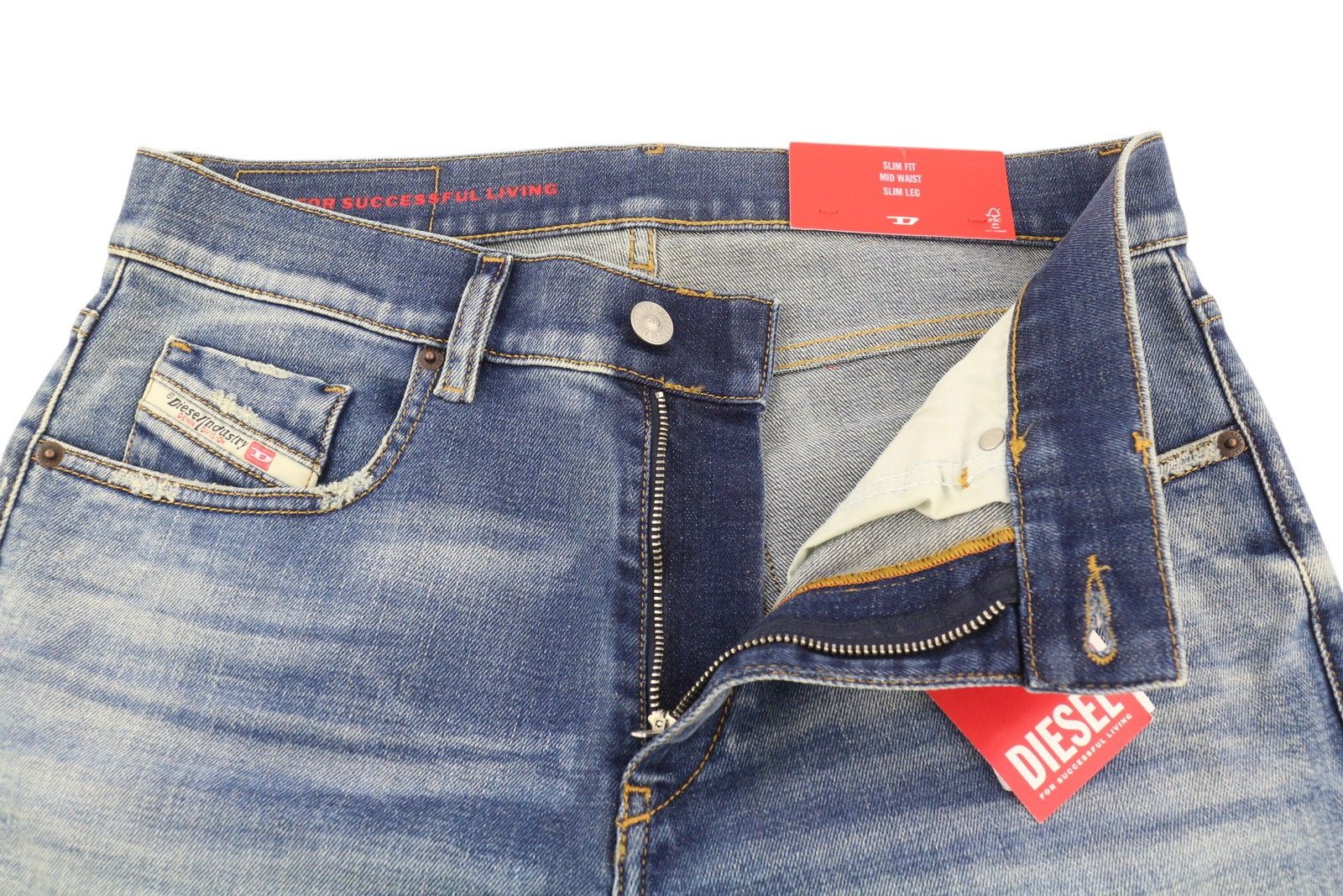 Diesel 2019 D-STRUKT 09C87 W30/L32 Blue Distress Slim 85412 Size US 30 / EU 46 - 5 Thumbnail