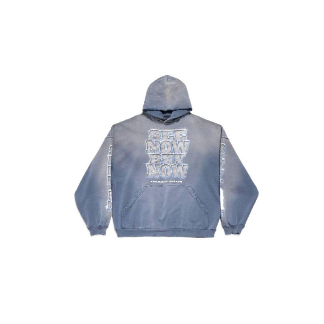 Balenciaga o1srvl11e0825 Dup / SNBN Hoodie Large Fit in Blue Size XL / US 12-14 / IT 48-50 - 1 Thumbnail